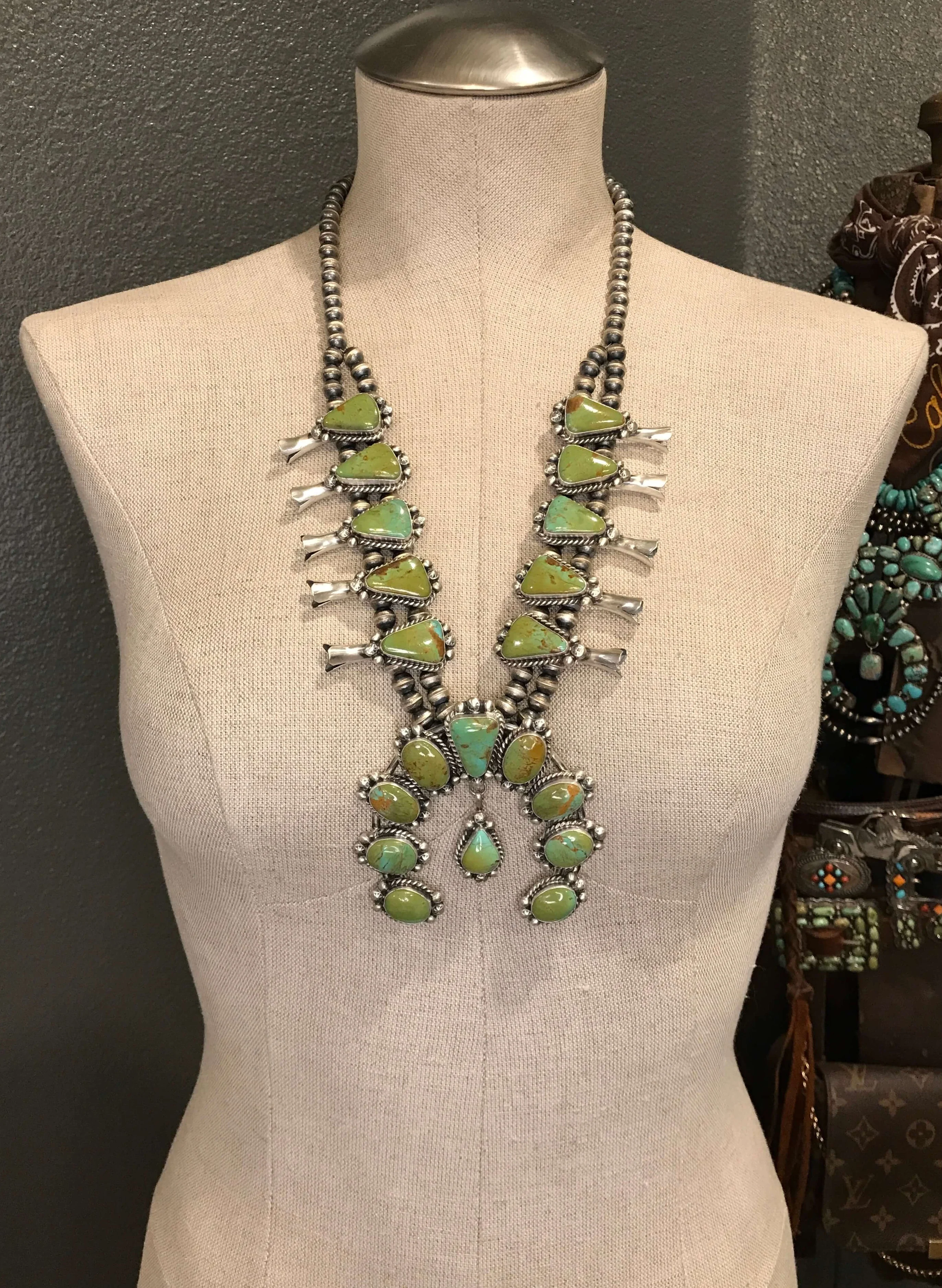 The Castile Turquoise Squash Blossom Necklace Set - Image 2