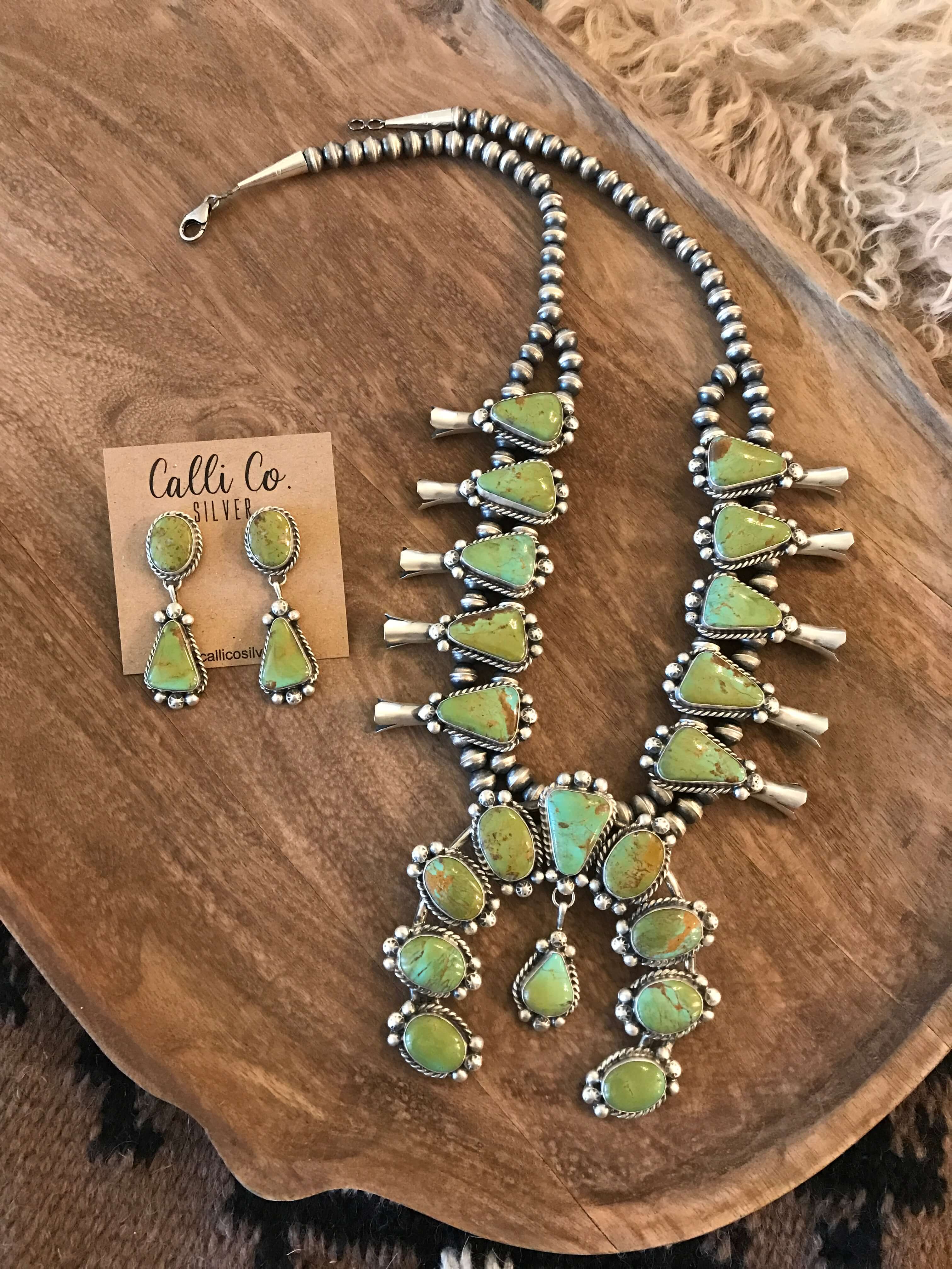 The Castile Turquoise Squash Blossom Necklace Set - Image 3