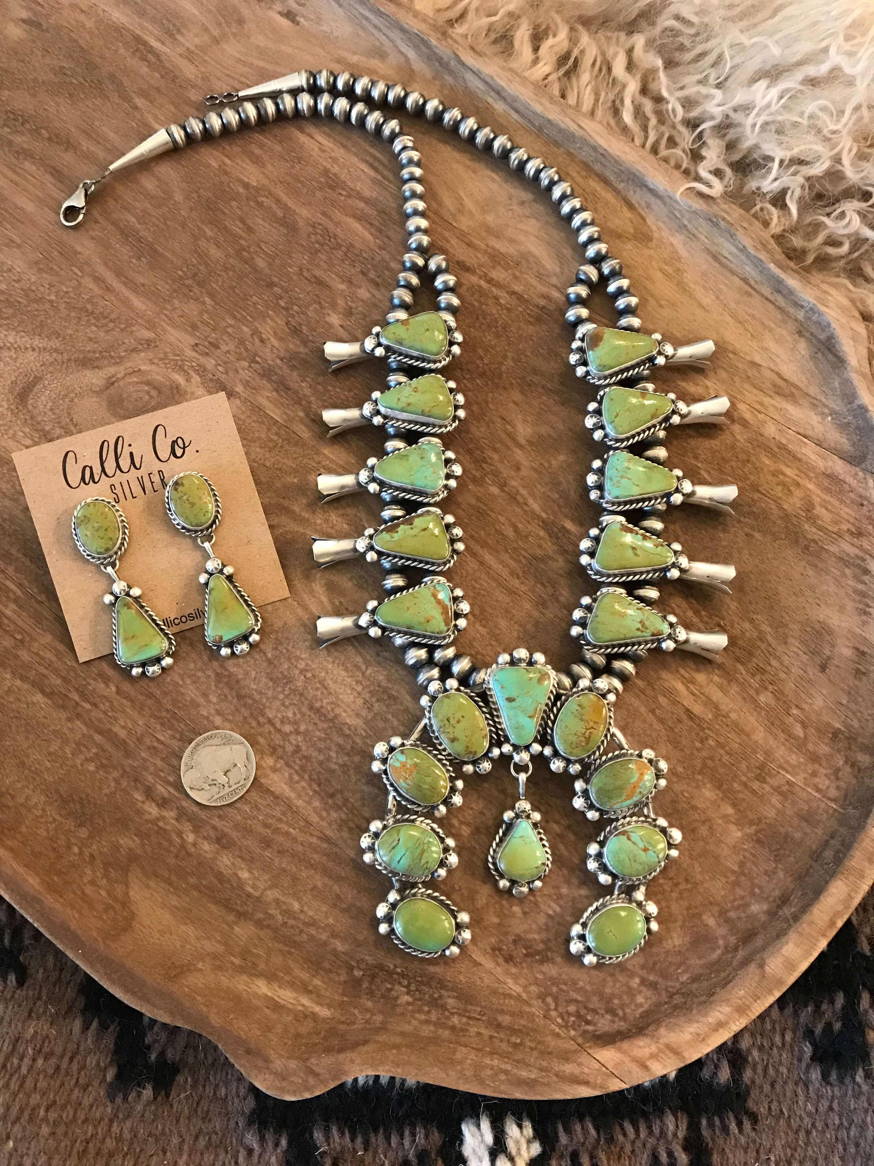 The Castile Turquoise Squash Blossom Necklace Set - Image 4