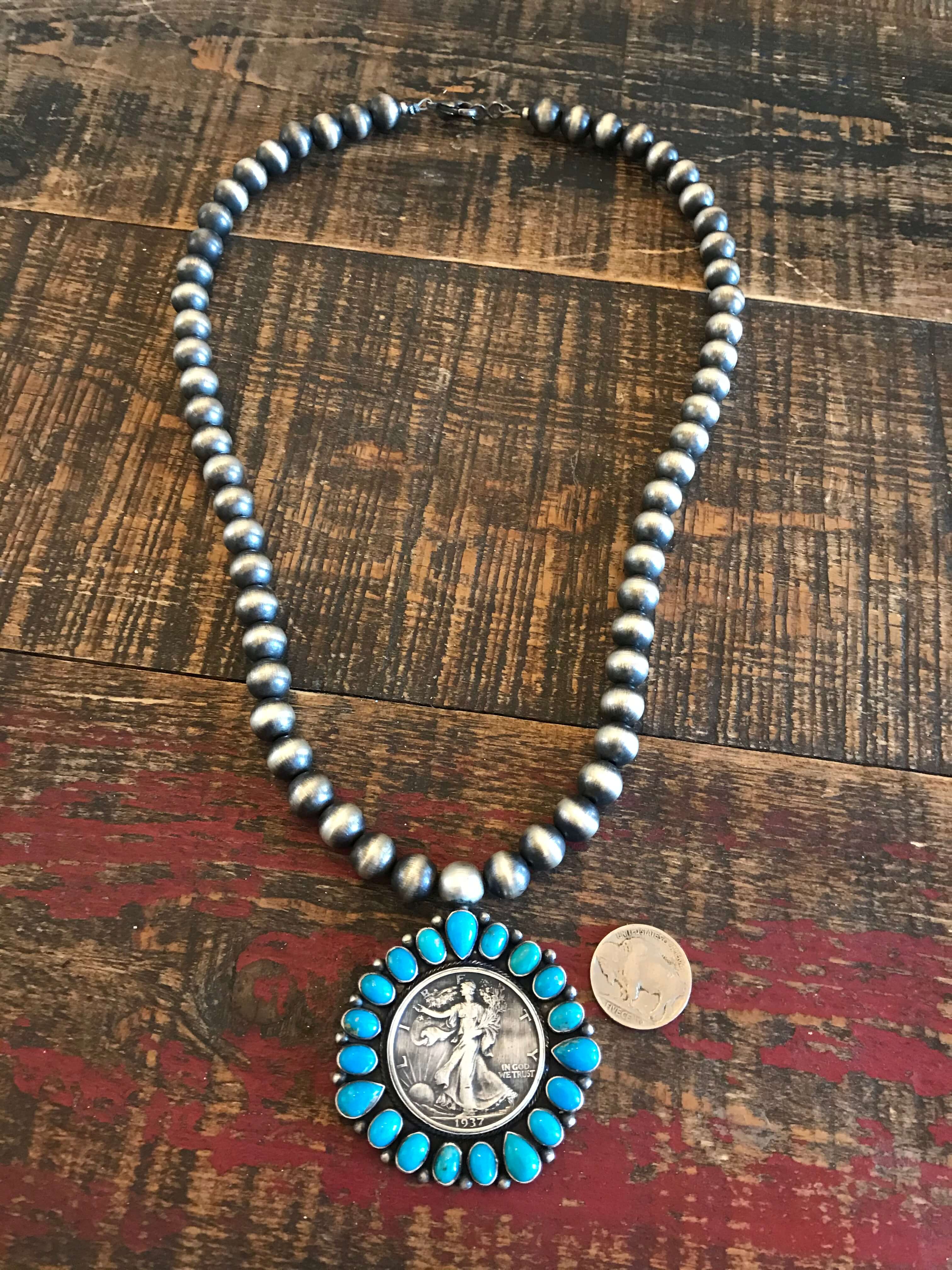 The 1937 Turquoise Coin Necklace - Image 3