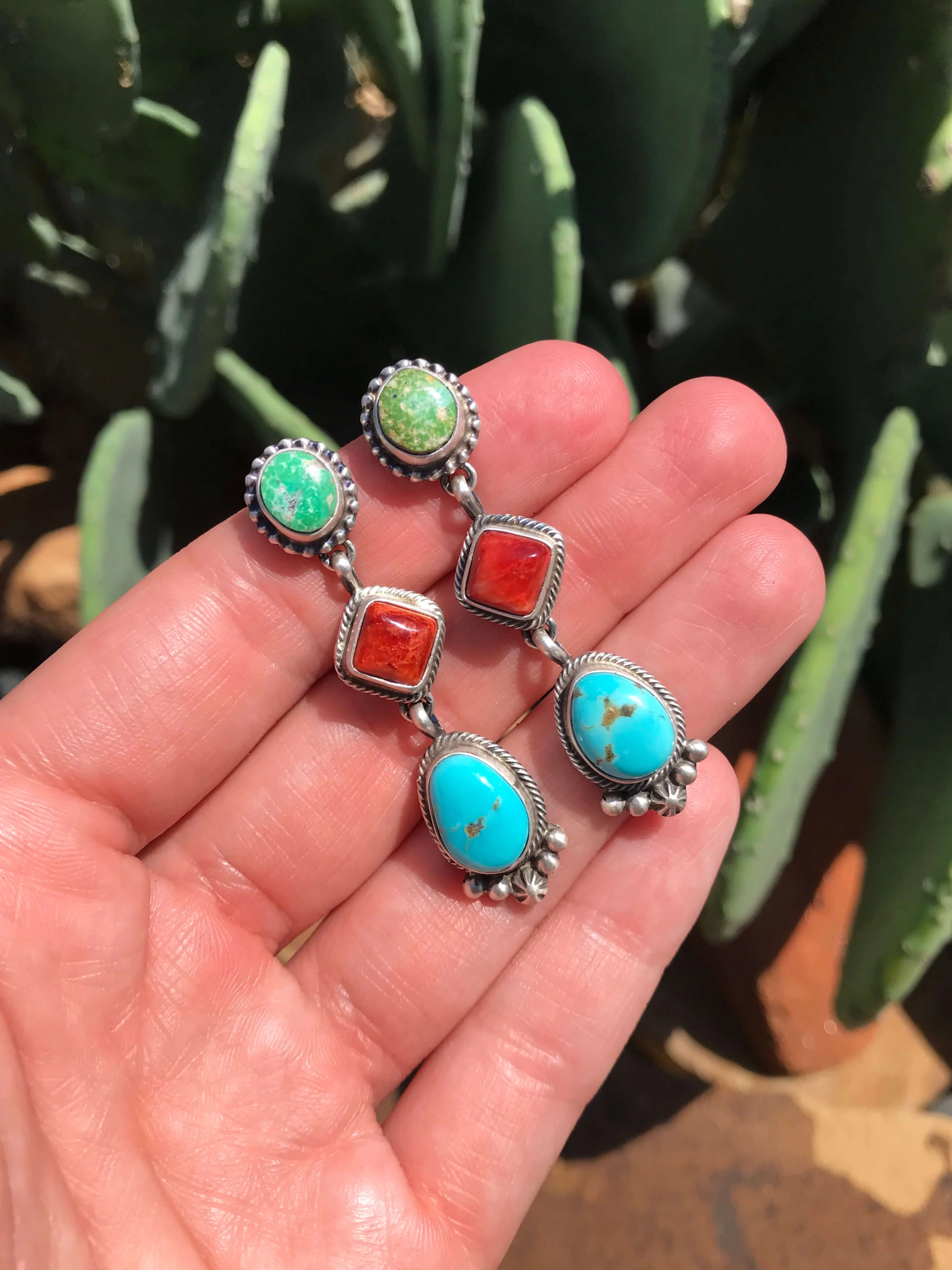 The 3 Stone Drop Earrings, 2