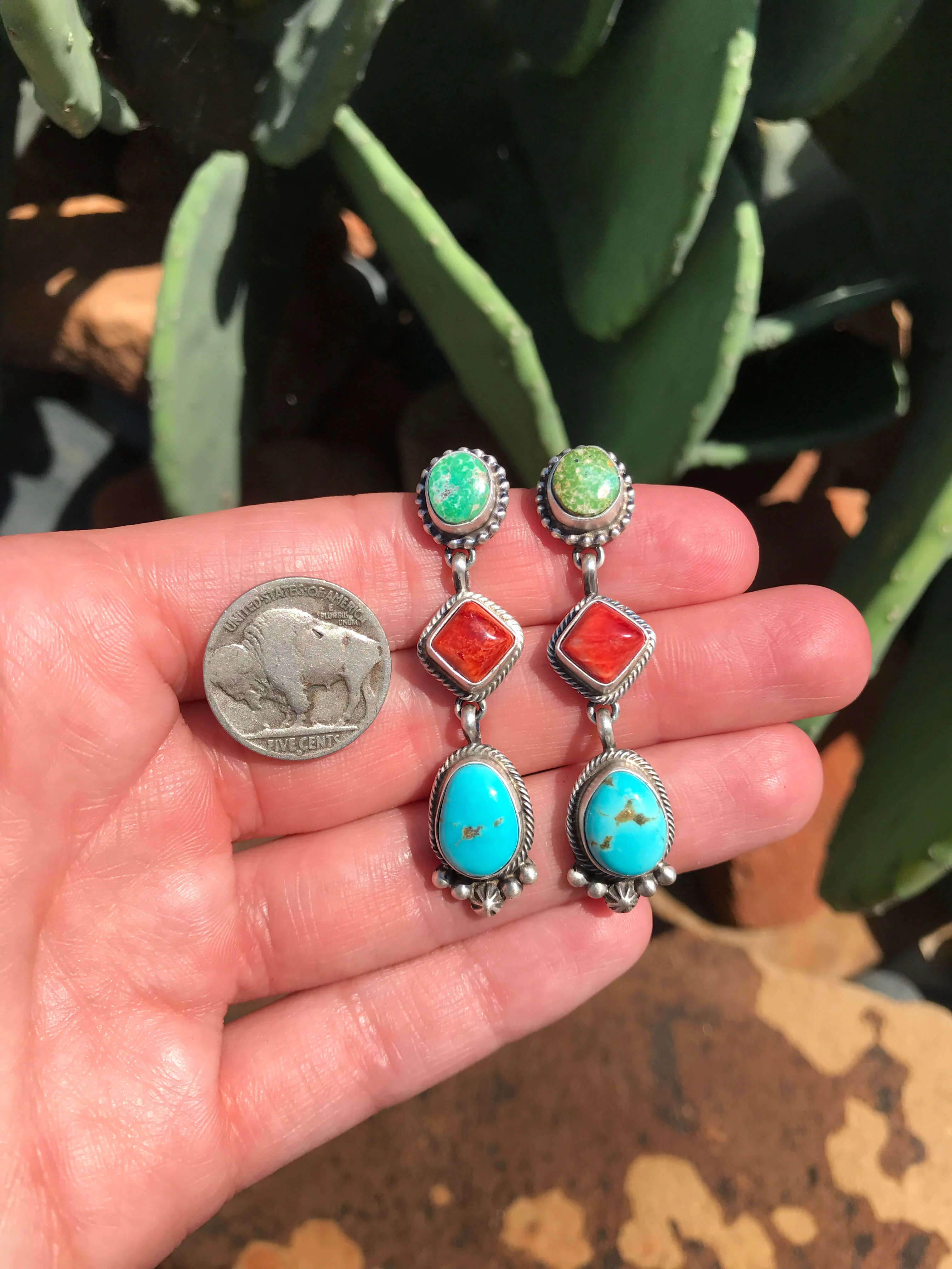 The 3 Stone Drop Earrings, 2 - Image 2