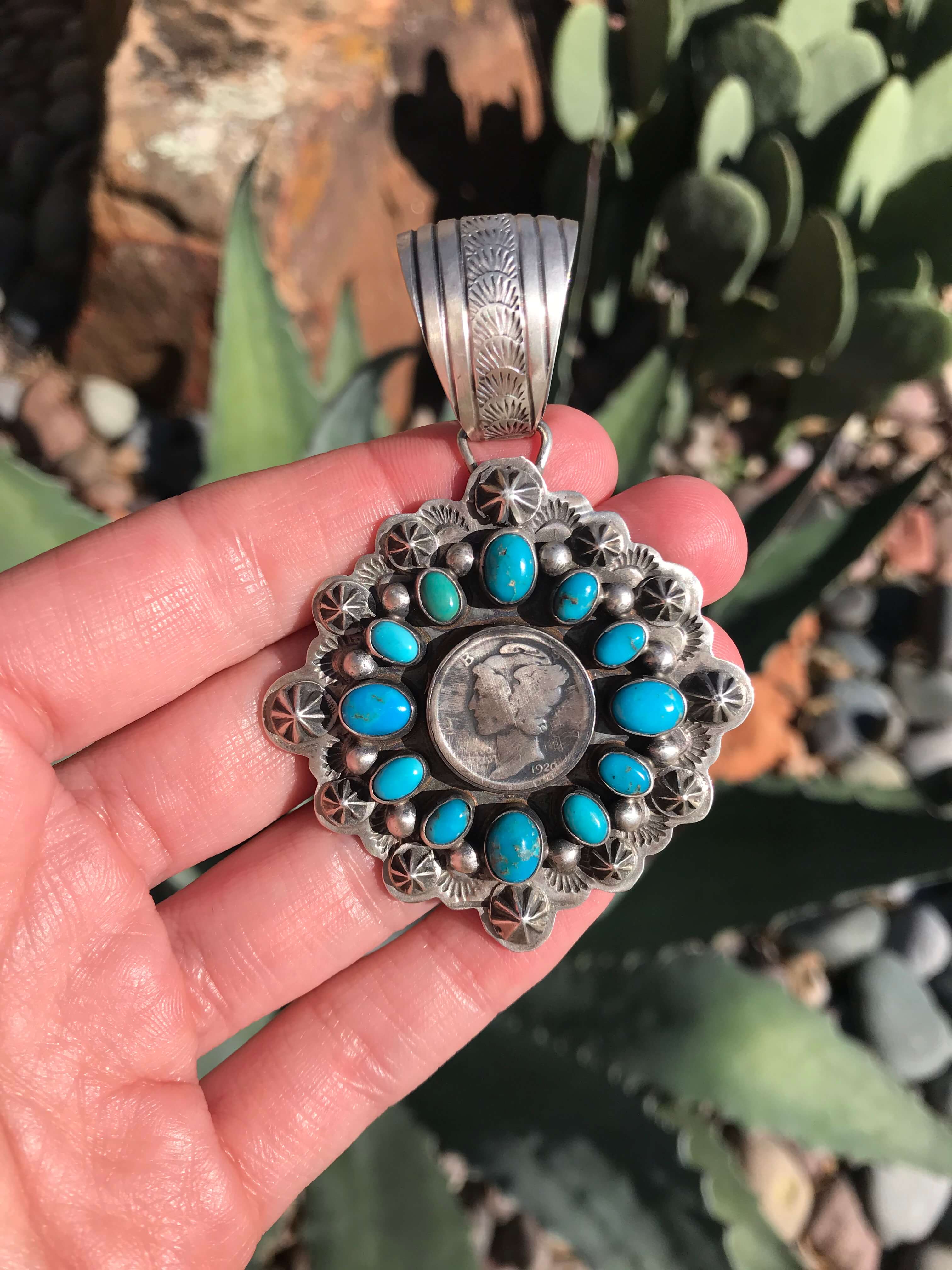 The Abriell Turquoise and Mercury Dime Pendant - Image 3