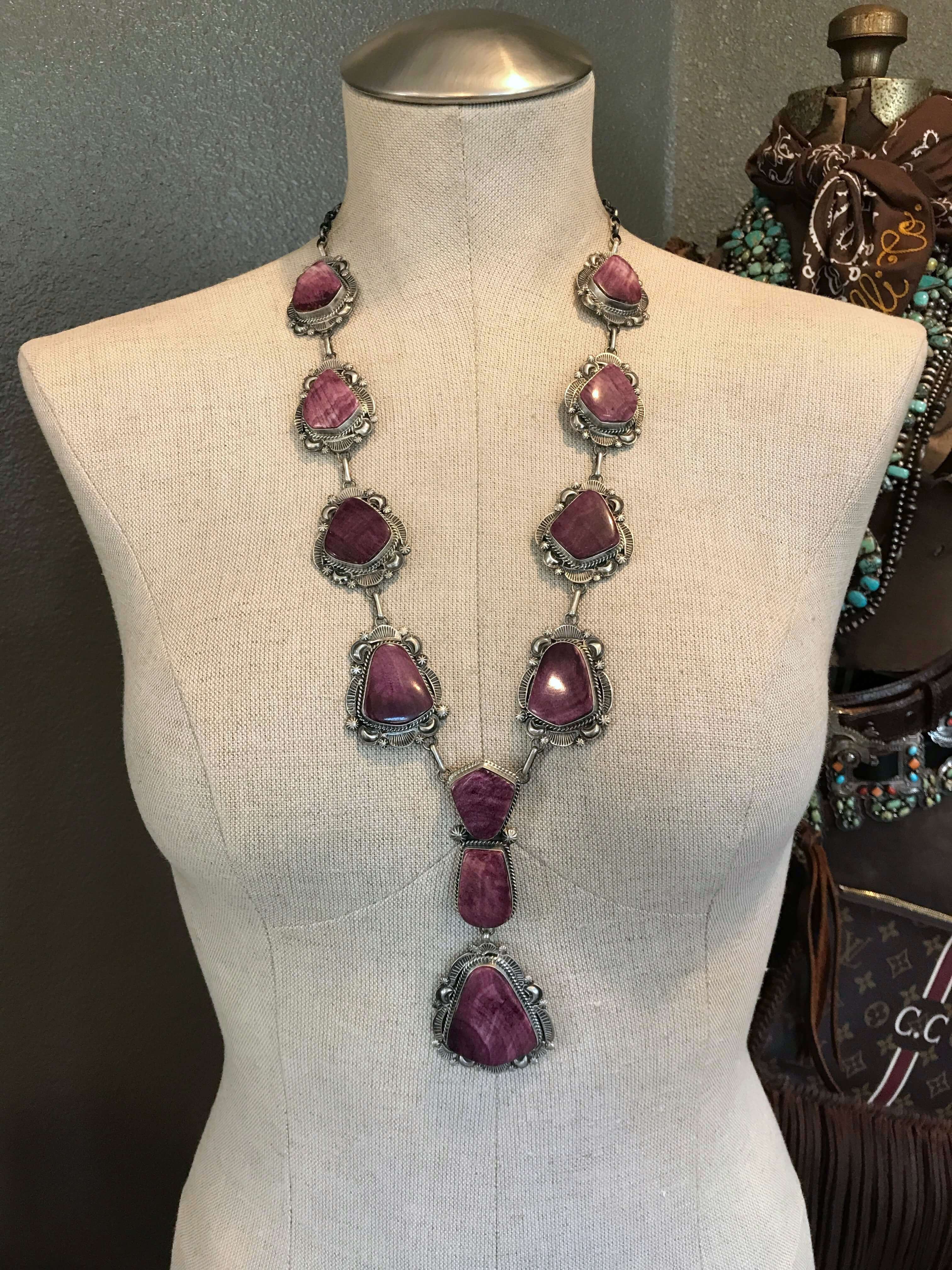 The Bacone Purple Spiny Lariat Necklace Set - Image 3