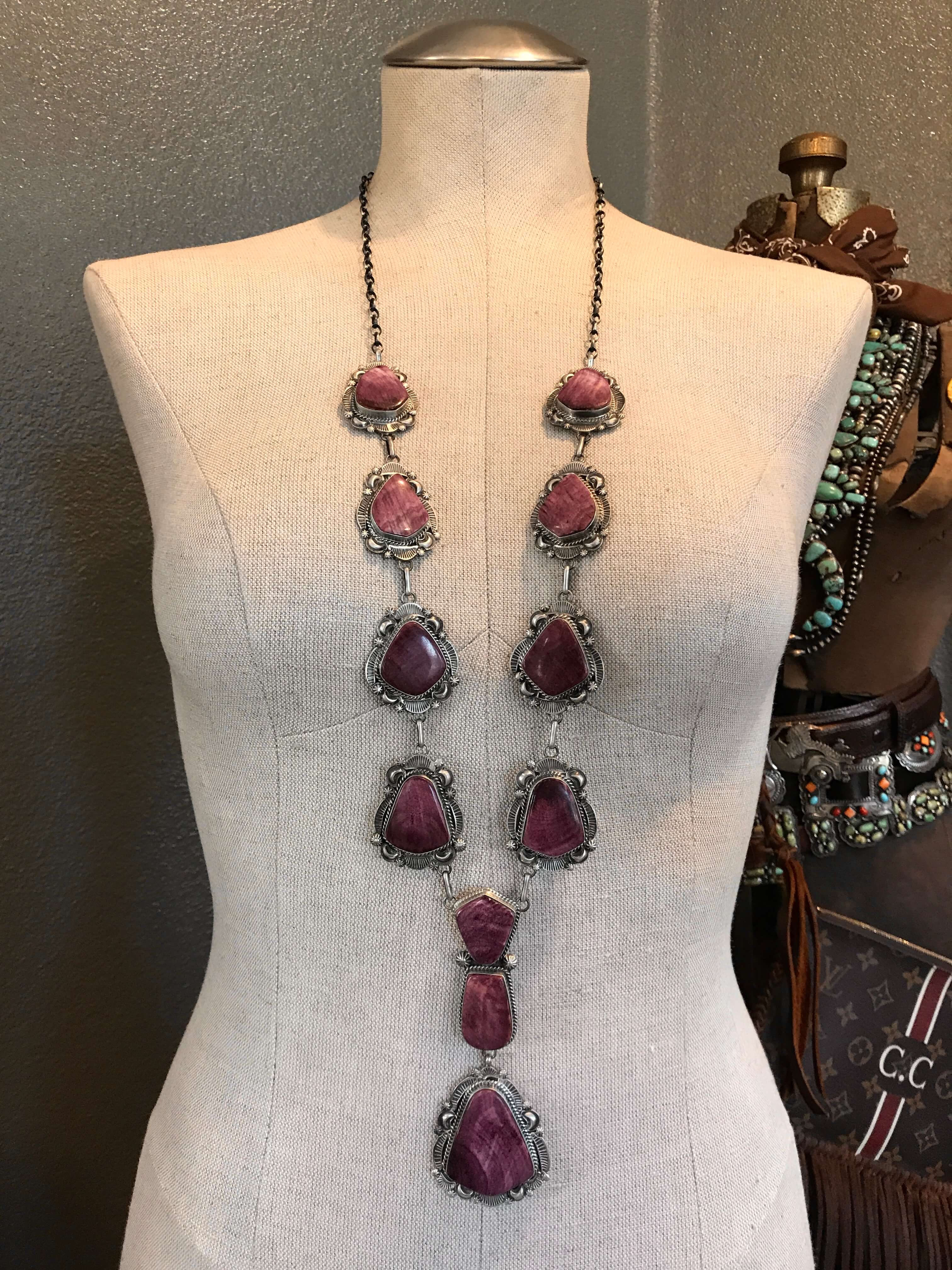 The Bacone Purple Spiny Lariat Necklace Set - Image 4