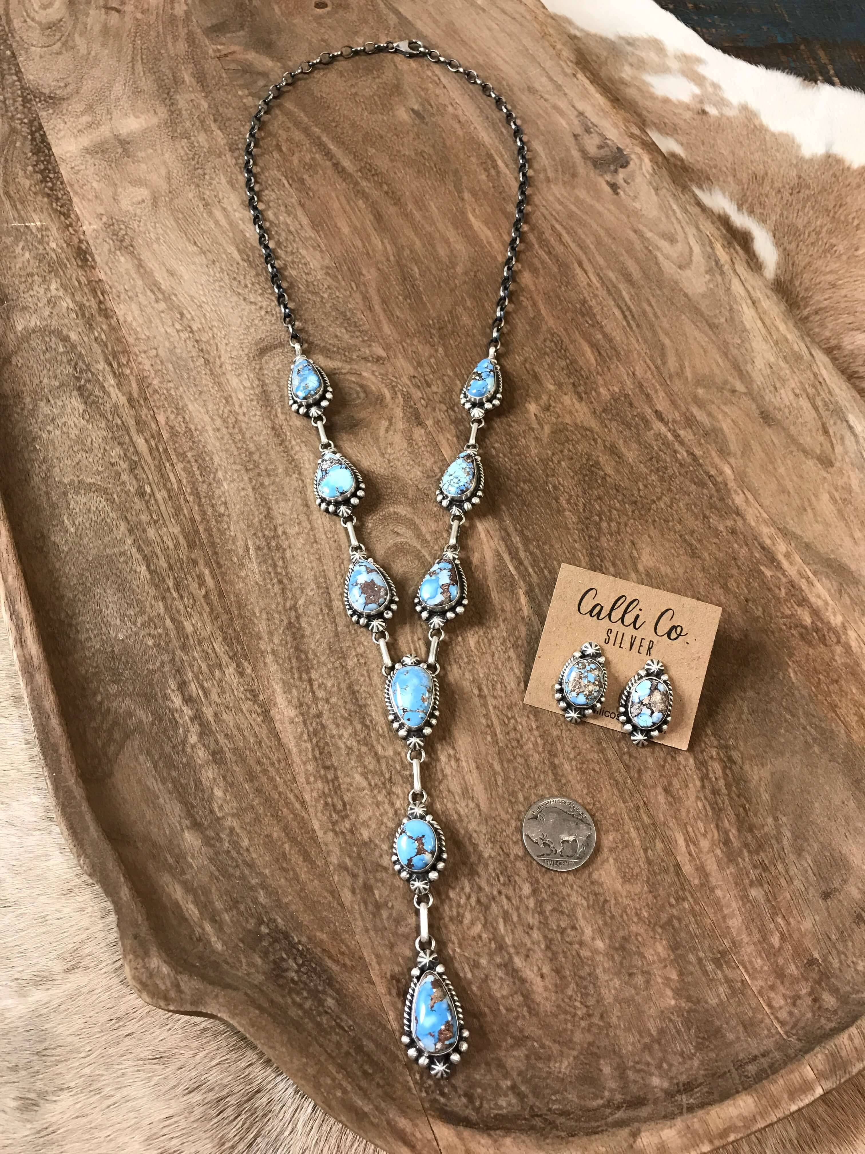 The Beaumont Turquoise Lariat Necklace Set - Image 4