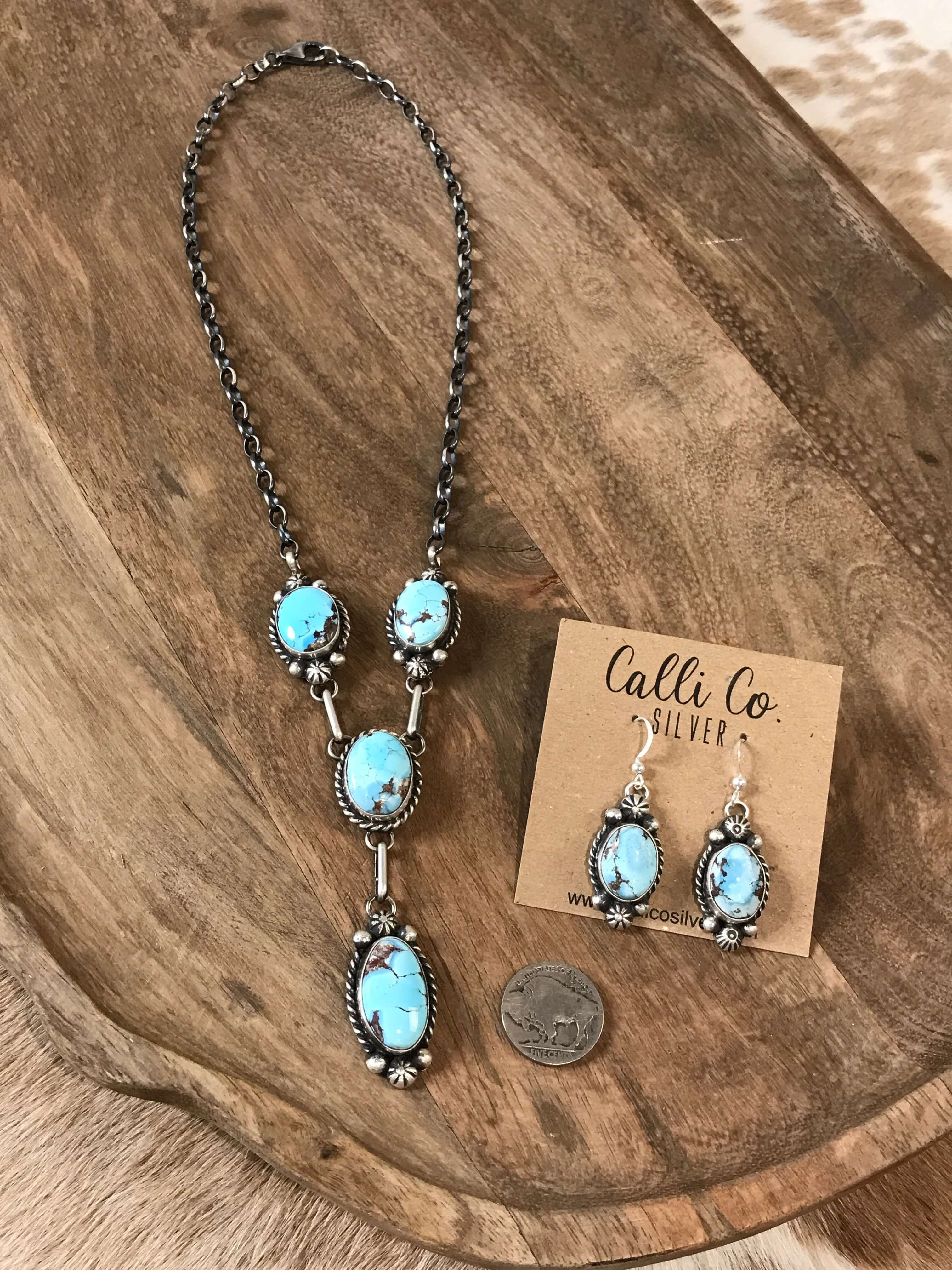 The Bex Turquoise Lariat Necklace Set - Image 4