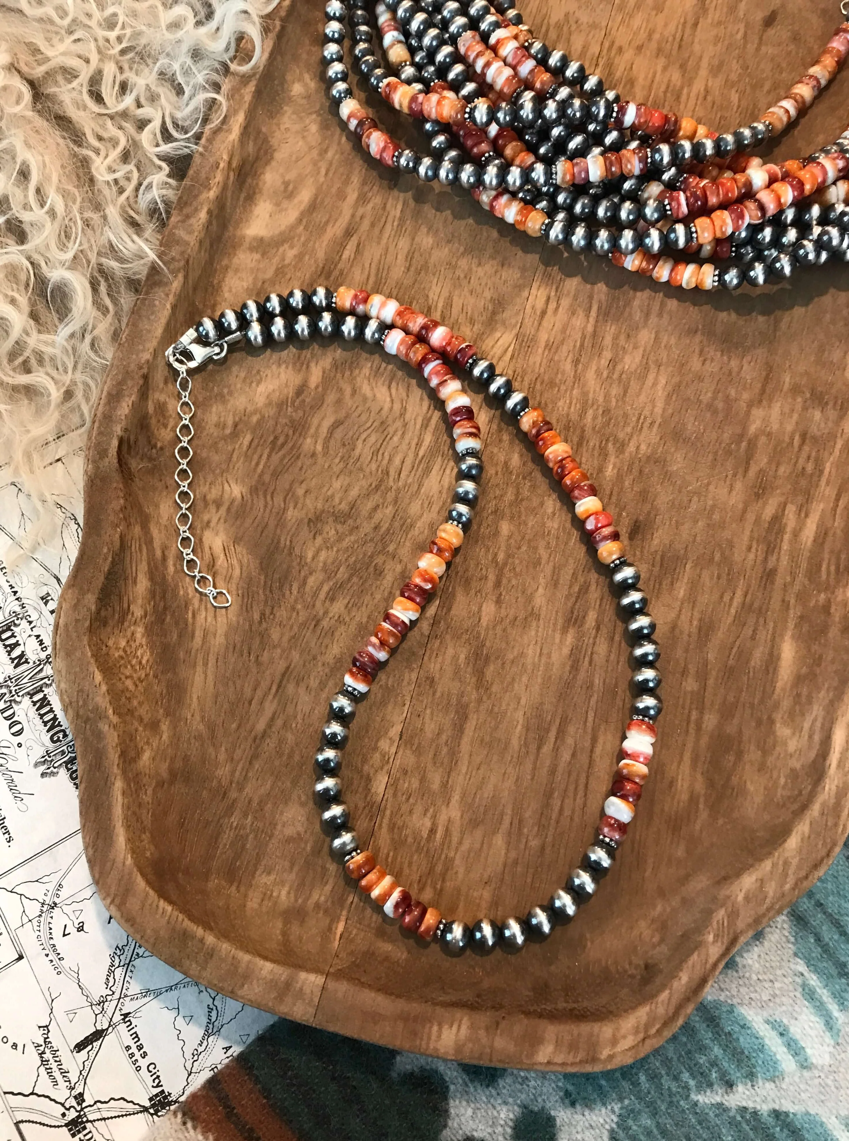 The Beebe Necklace in Orange Spiny, 20"