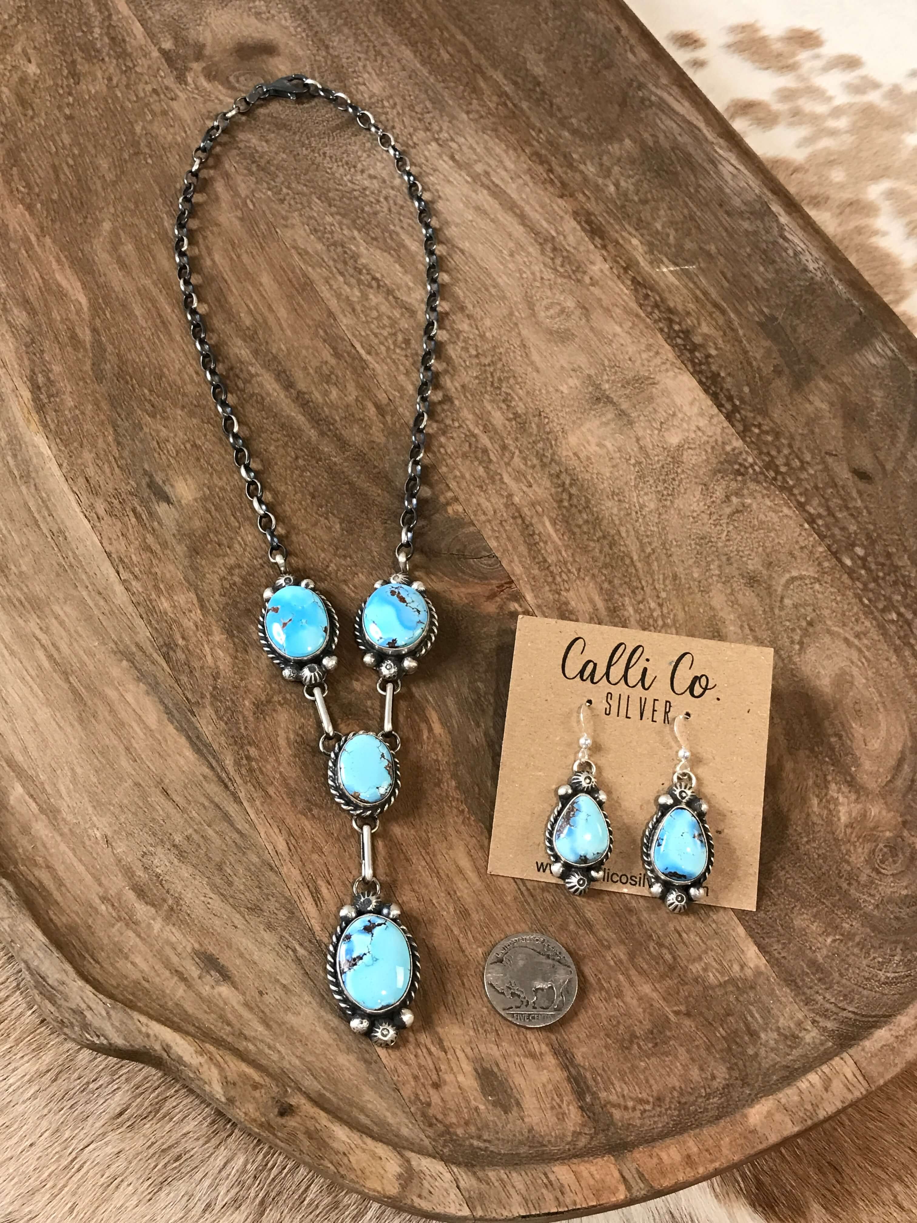 The Blythe Turquoise Lariat Necklace Set - Image 4