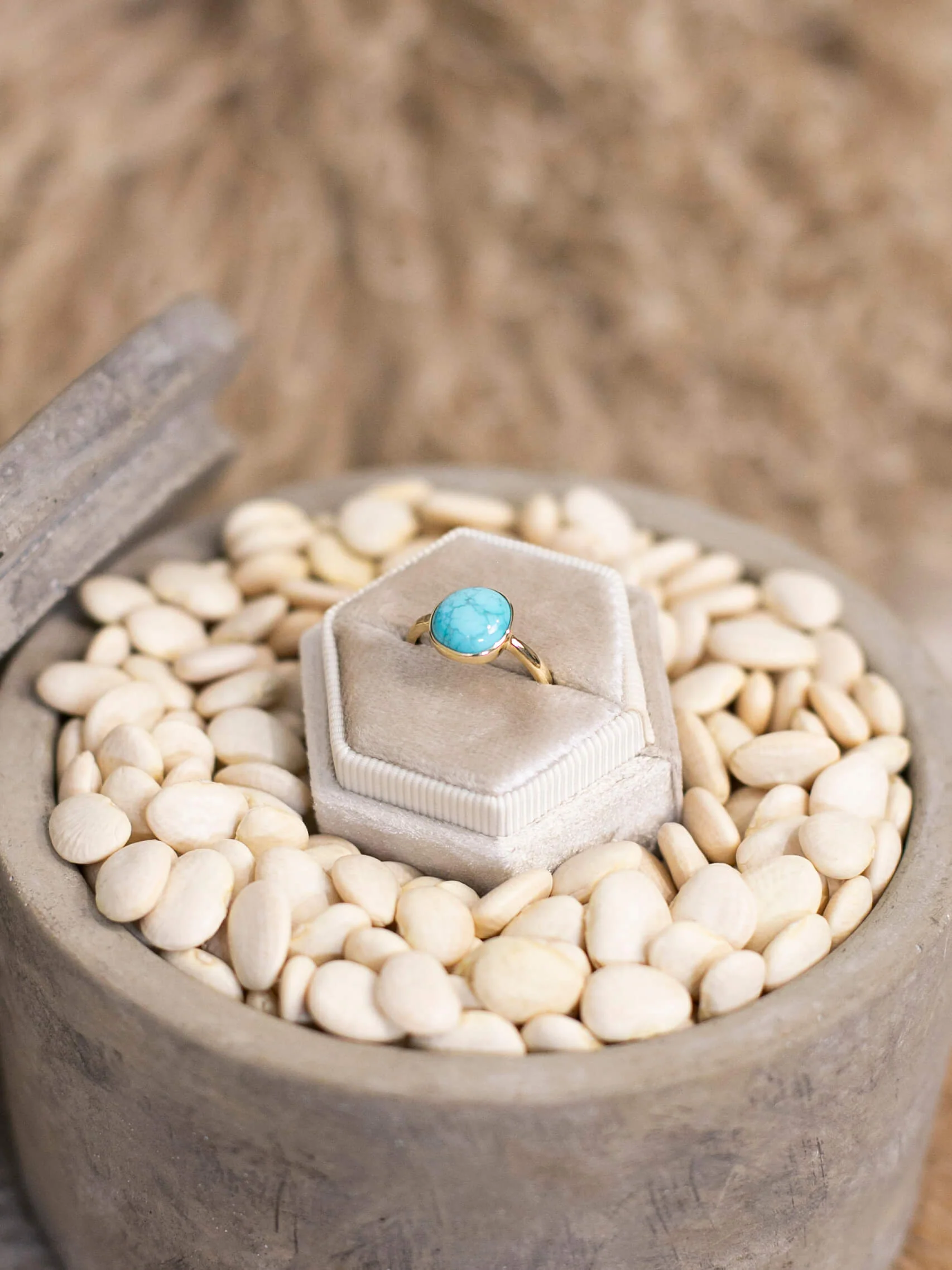 The Bordeaux 14k and Turquoise Ring 13, Sz 6