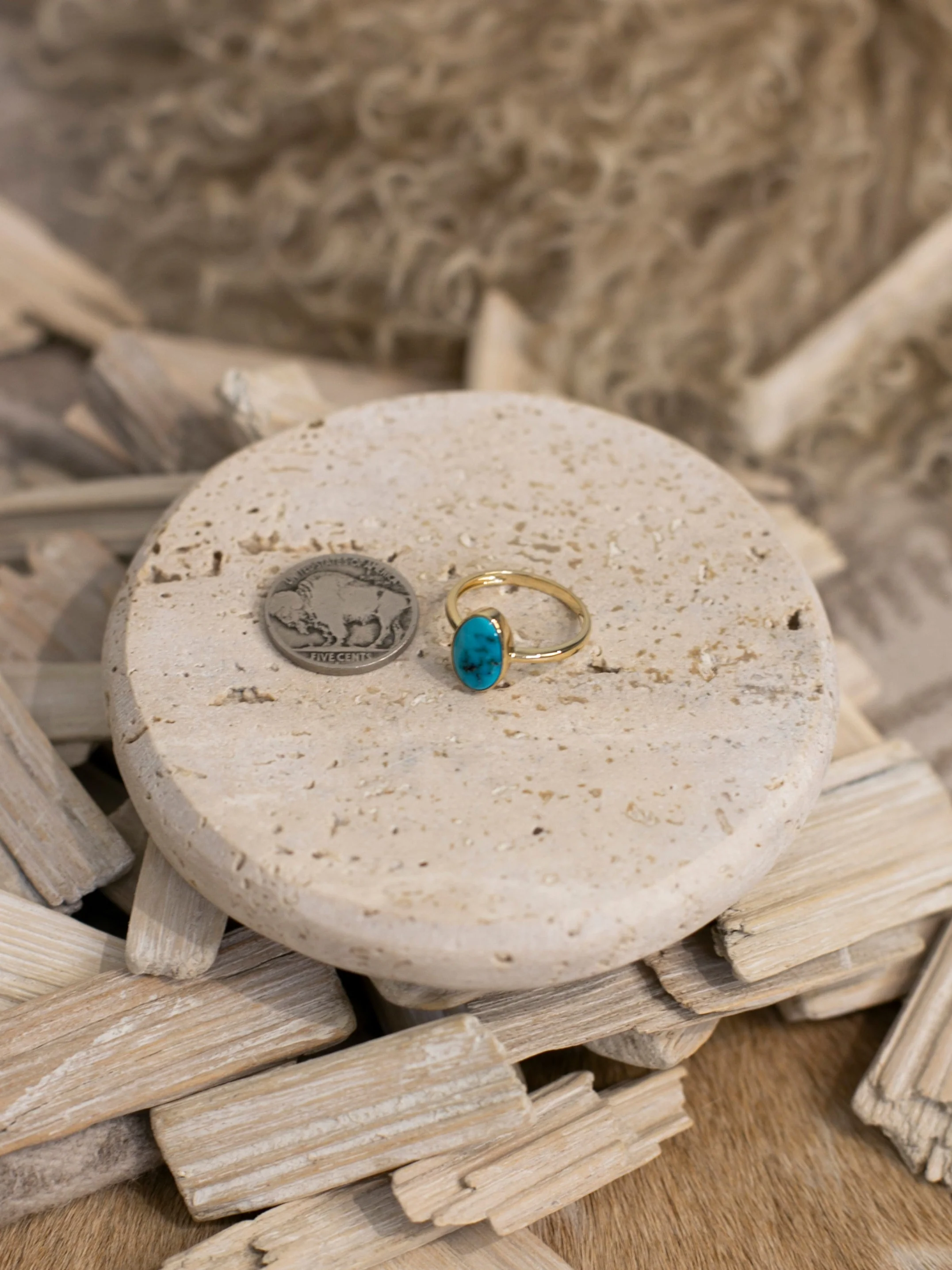 The Bordeaux 14k and Turquoise Ring 2, Sz 7 - Image 2