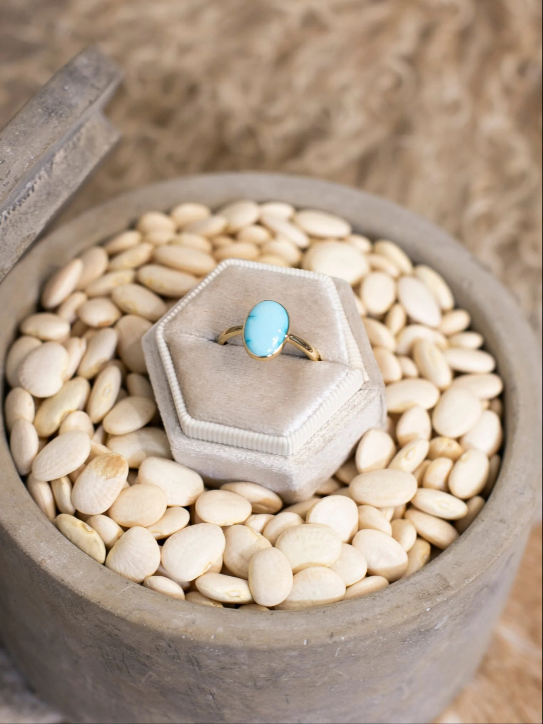 The Bordeaux 14k and Turquoise Ring 3, Sz 8