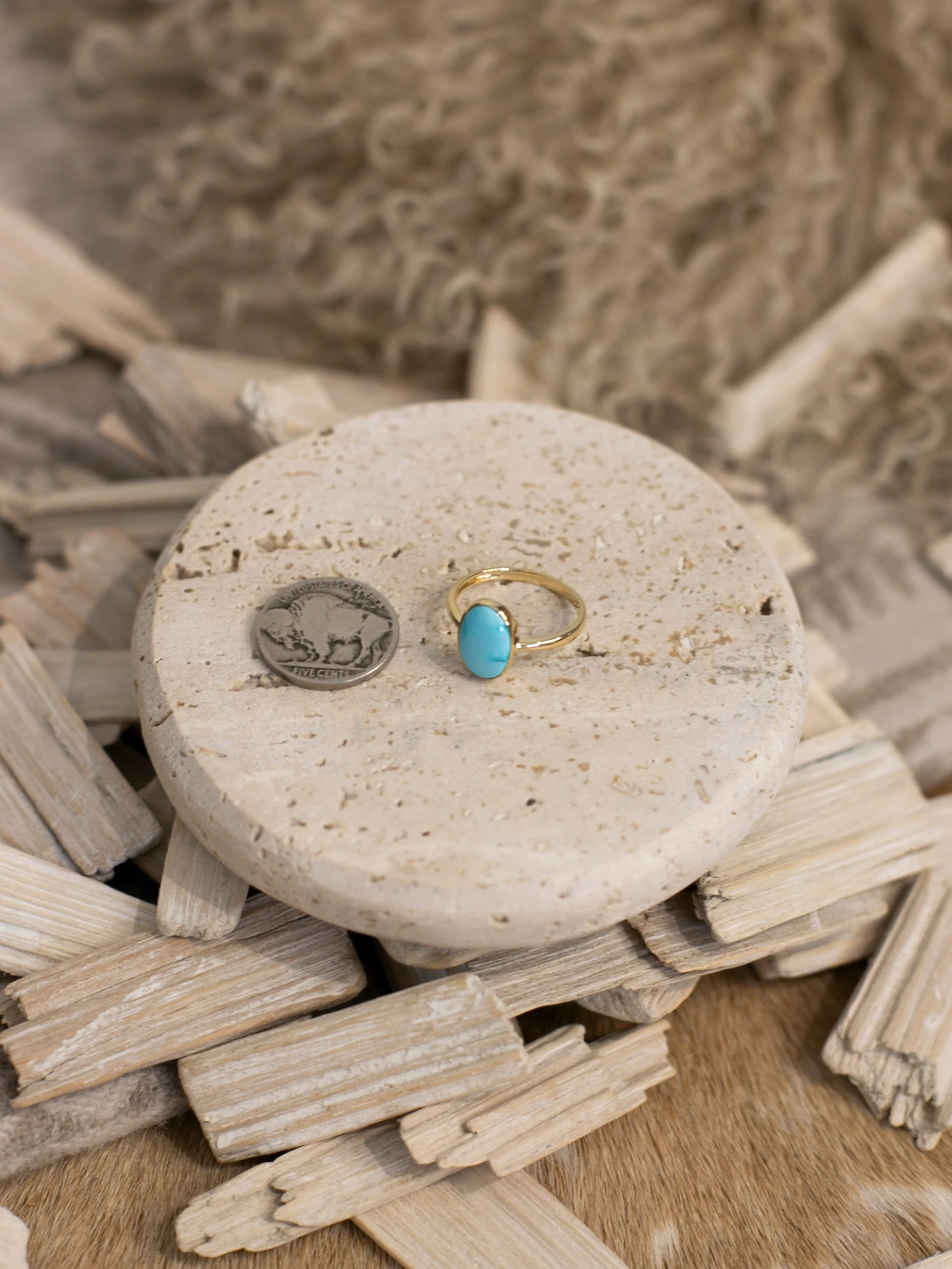 The Bordeaux 14k and Turquoise Ring 3, Sz 8 - Image 3