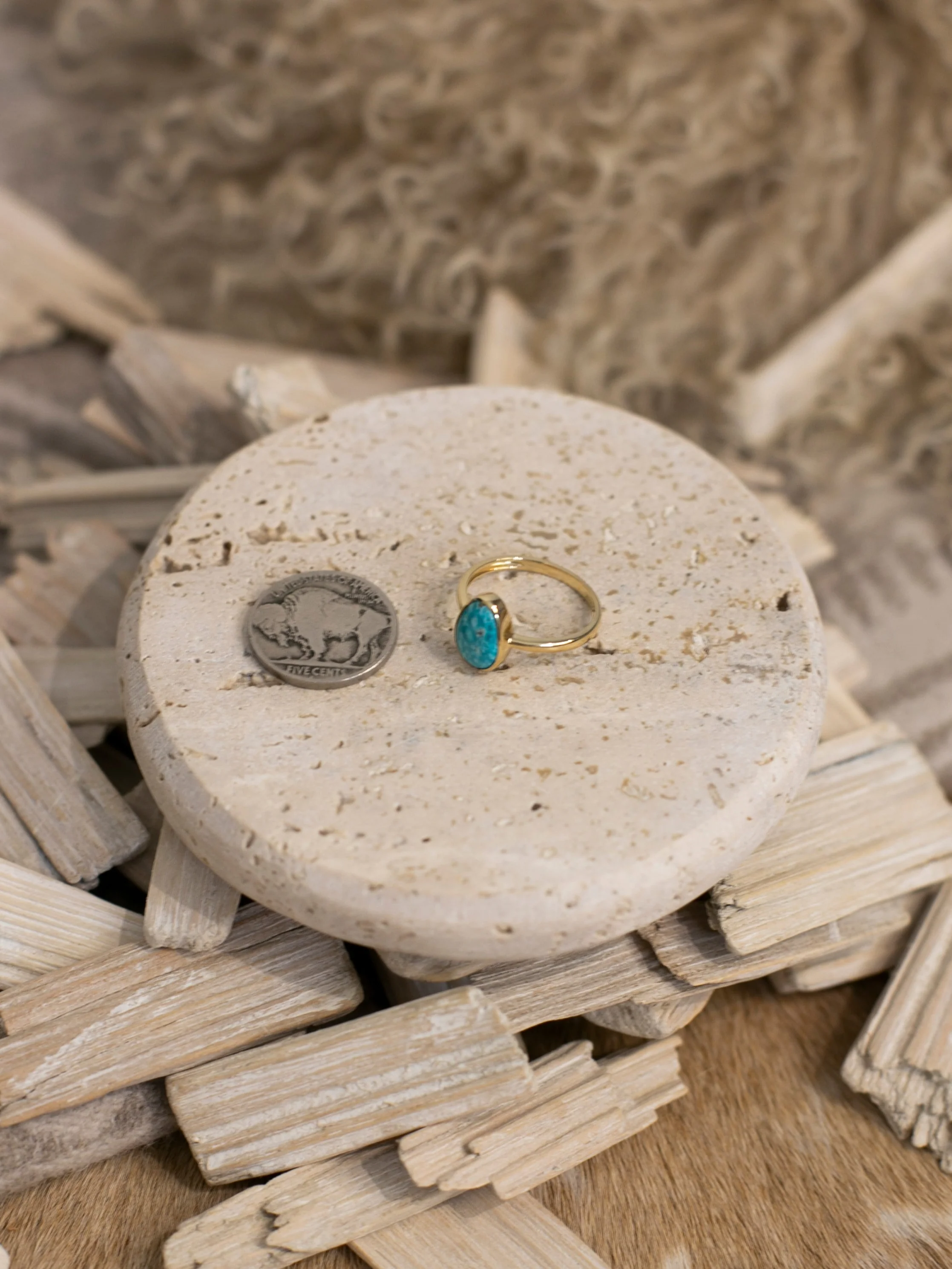 The Bordeaux 14k and Turquoise Ring 4, Sz 8 - Image 2