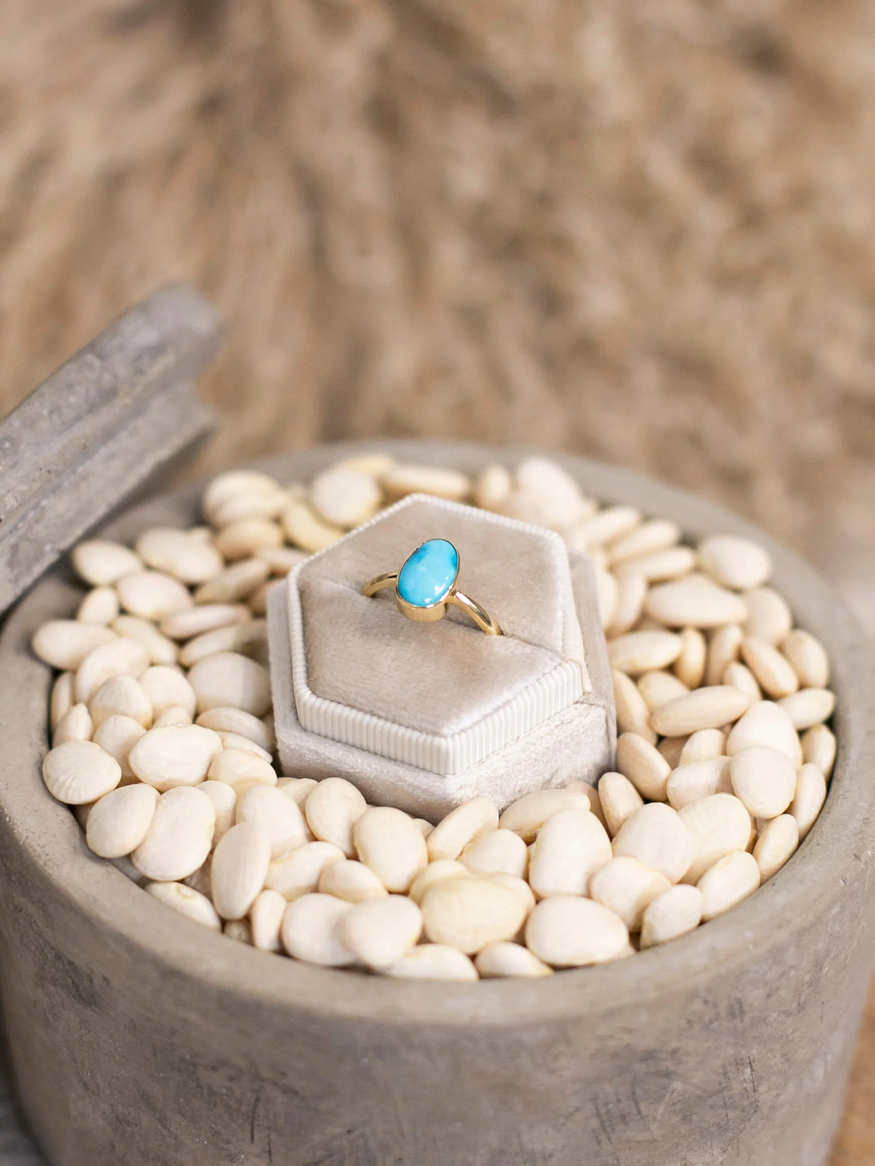 The Bordeaux 14k and Turquoise Ring 9, Sz 8