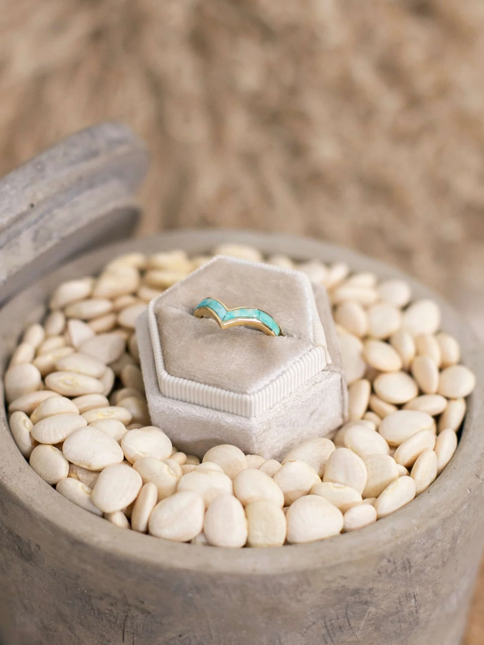 The Cambridge 14k Turquoise Inlay Ring 1, Sz 7