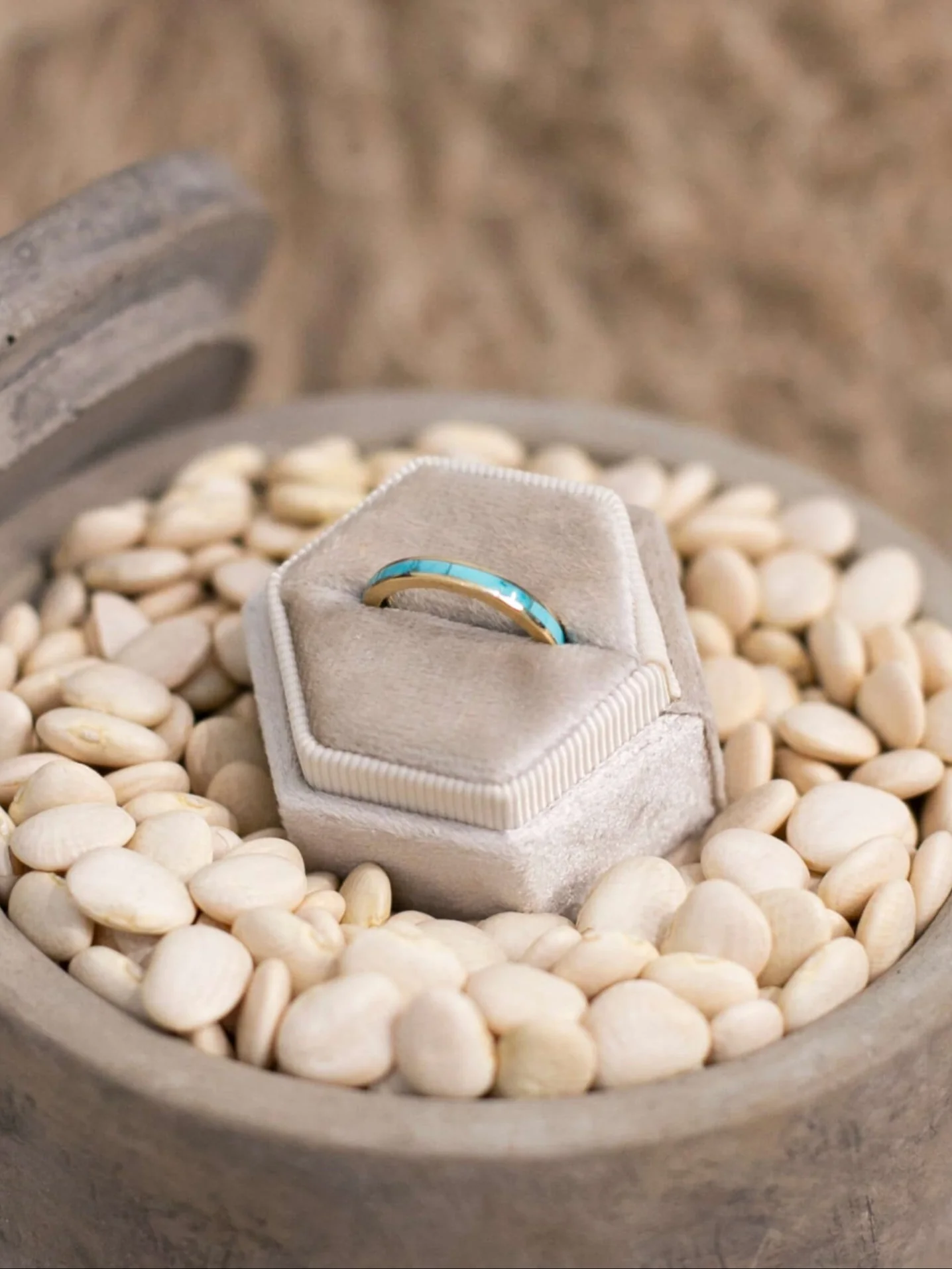 The Cambridge 14k Turquoise Inlay Ring 2, Sz 7