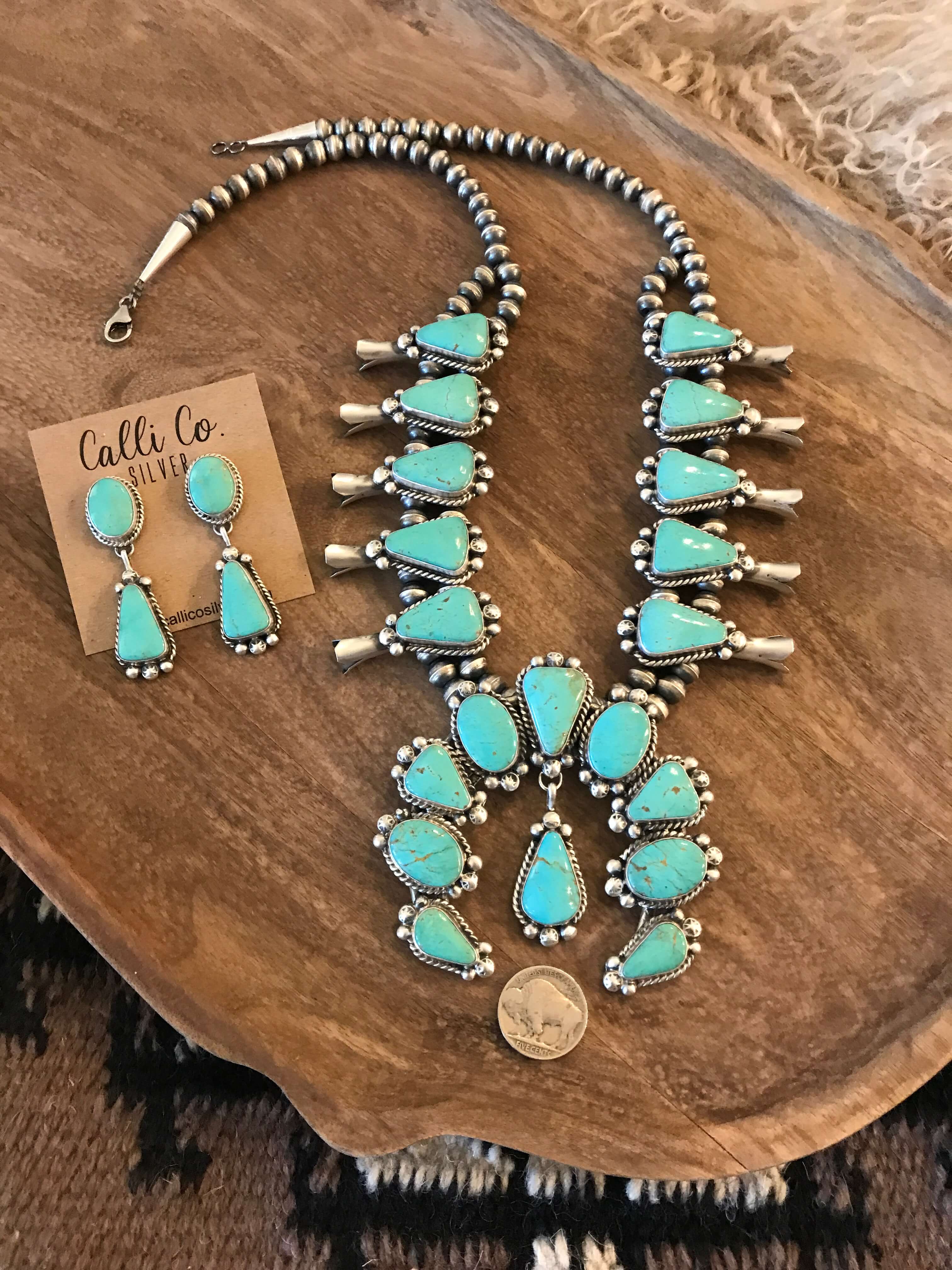 The Canyon Turquoise Squash Blossom Necklace Set - Image 3