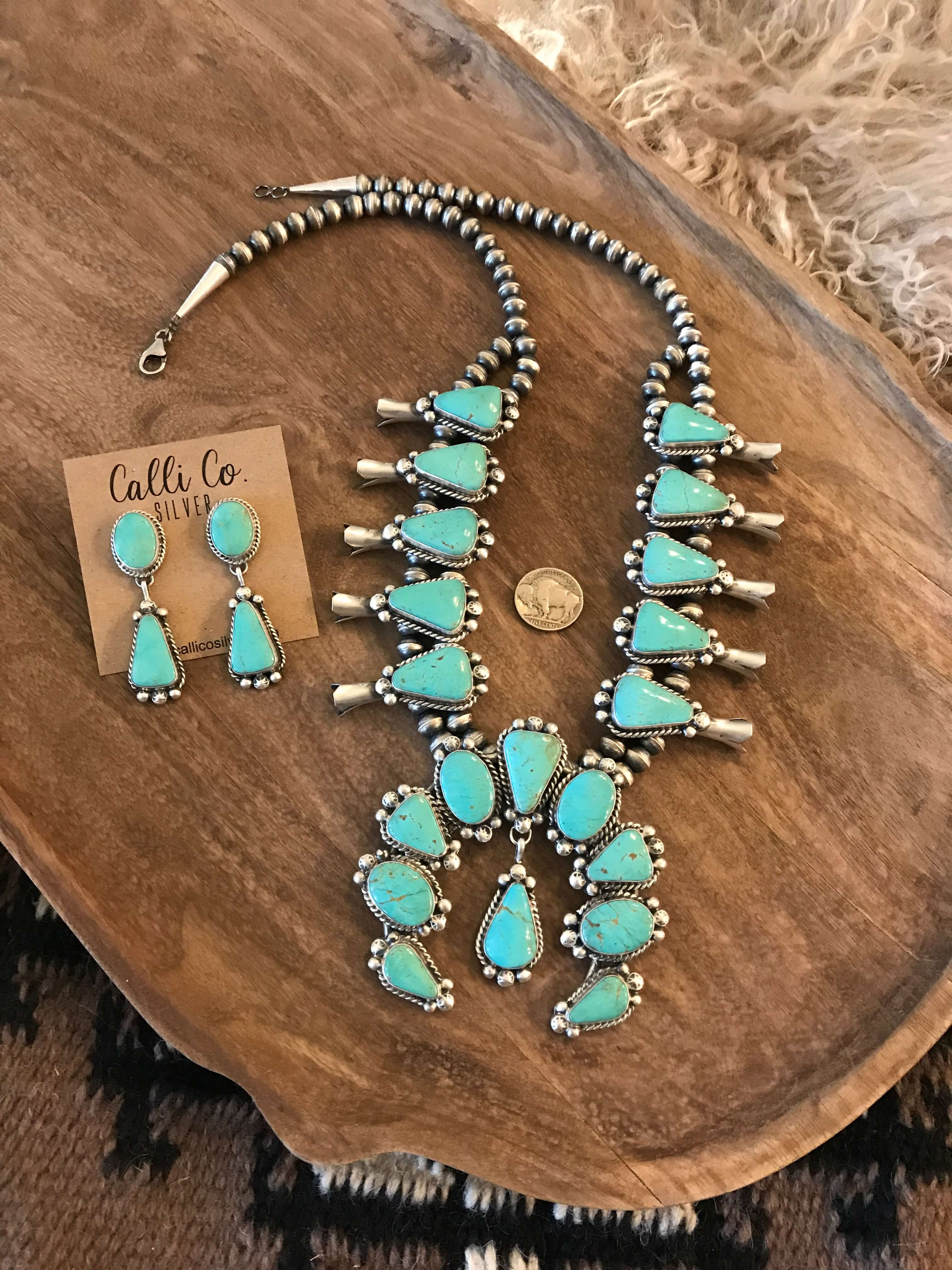 The Canyon Turquoise Squash Blossom Necklace Set - Image 5