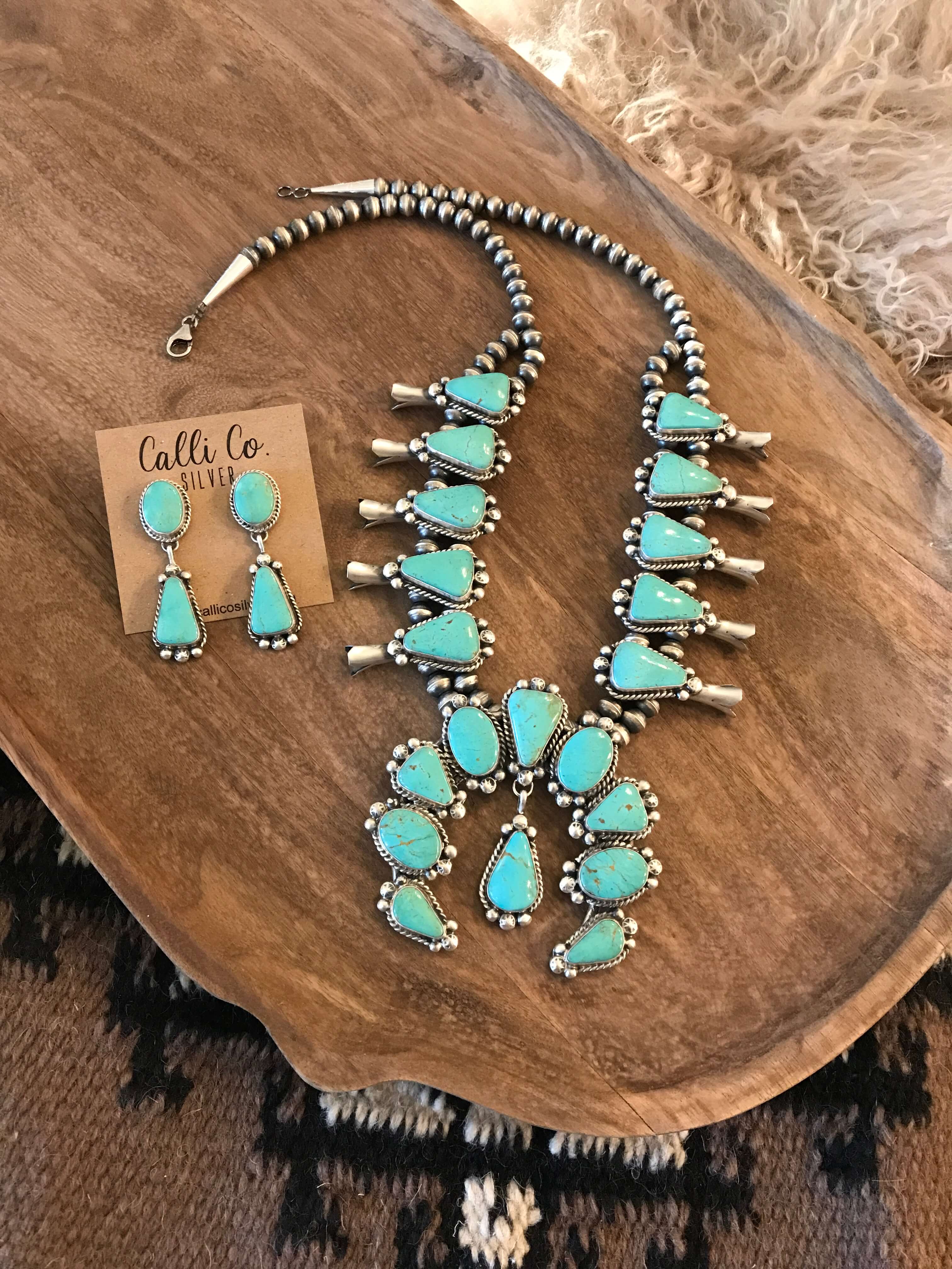 The Canyon Turquoise Squash Blossom Necklace Set - Image 7