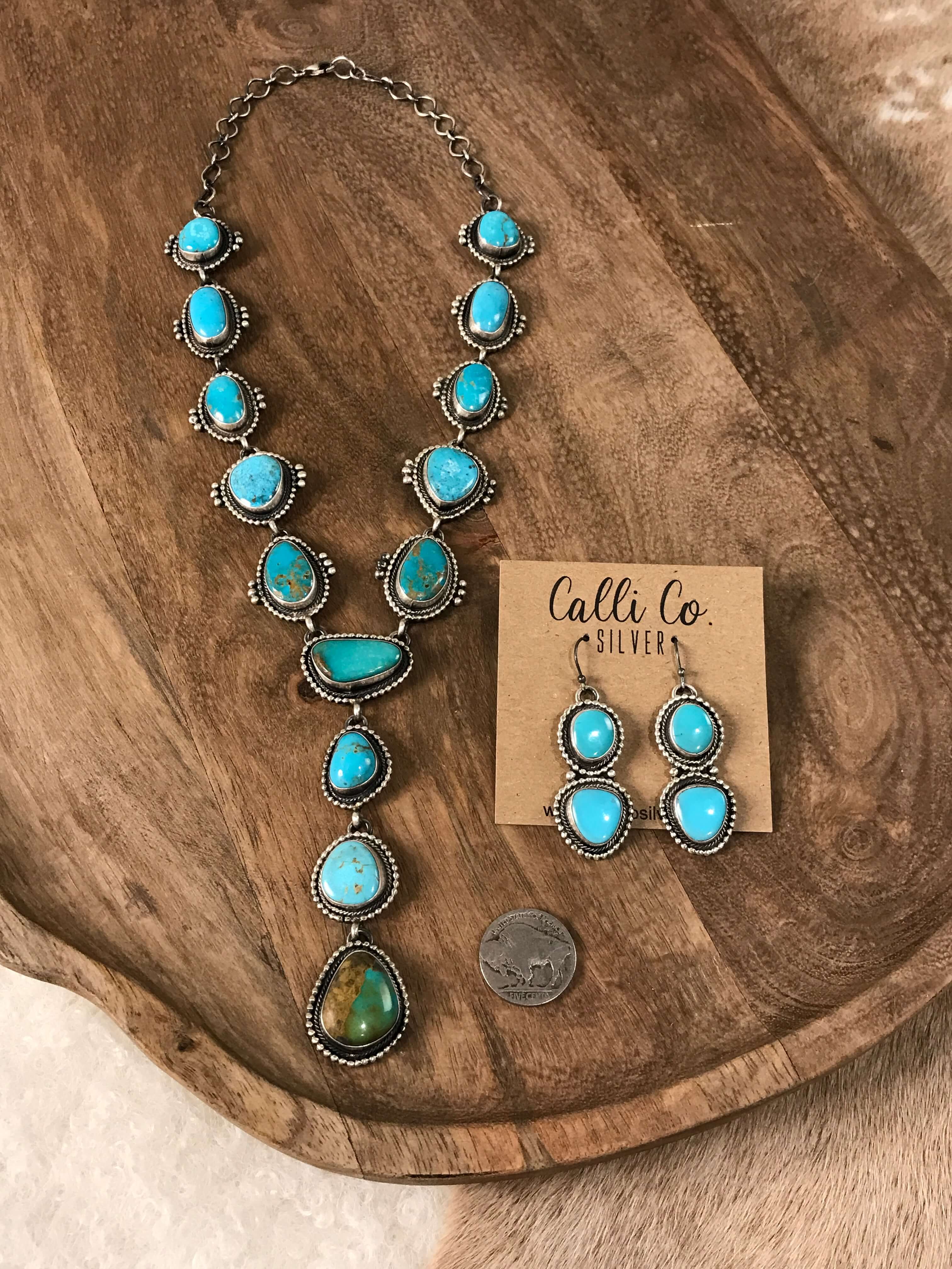 The Catori Turquoise Lariat Necklace Set - Image 3