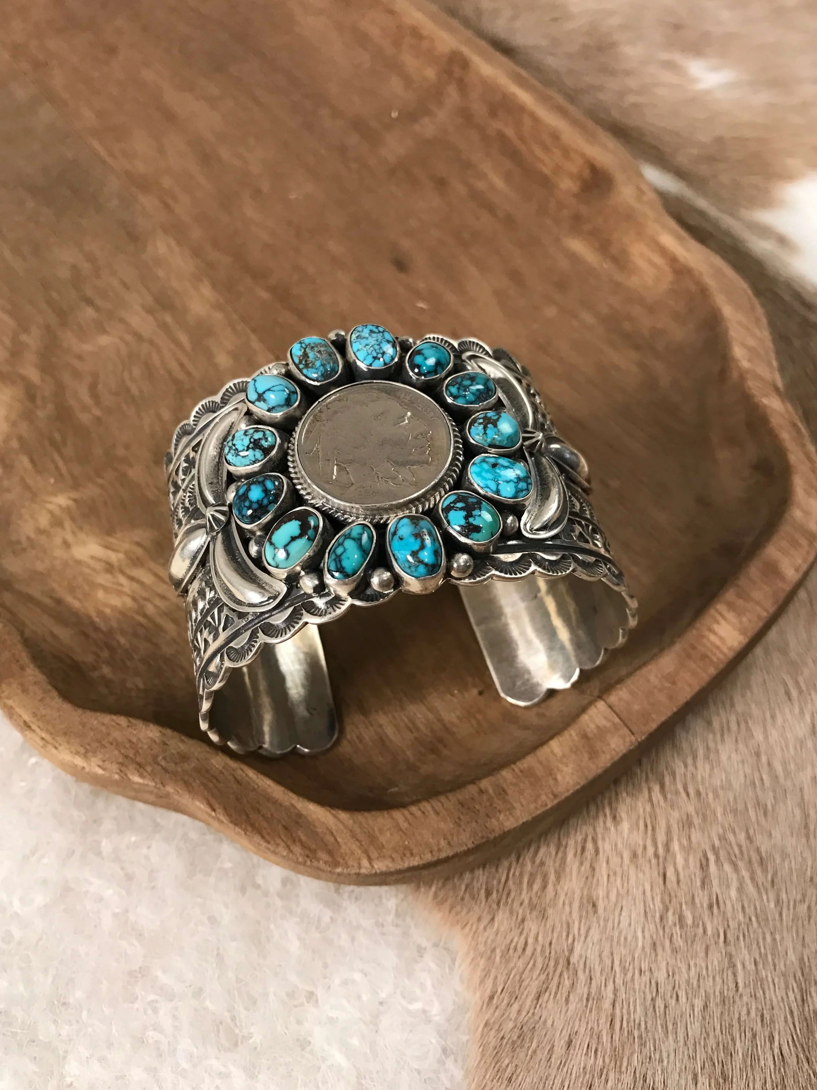 The Cave Creek Buffalo Nickel and Turquoise Cuff