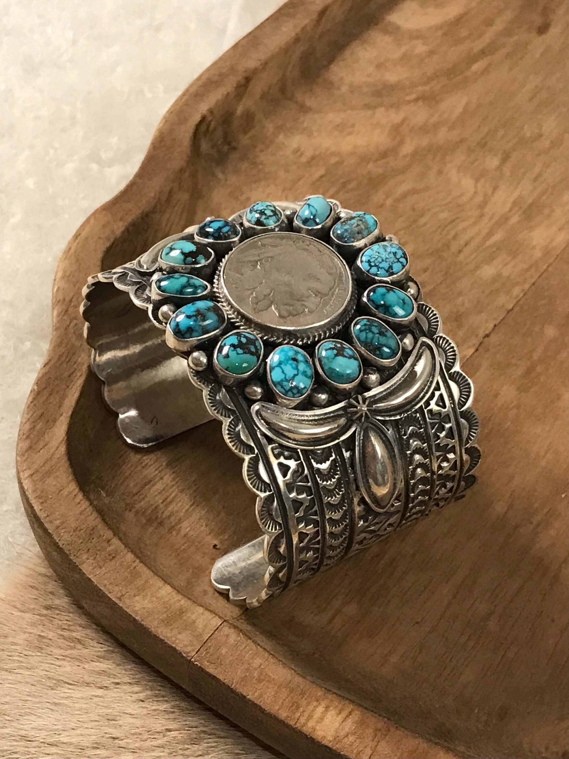 The Cave Creek Buffalo Nickel and Turquoise Cuff - Image 2