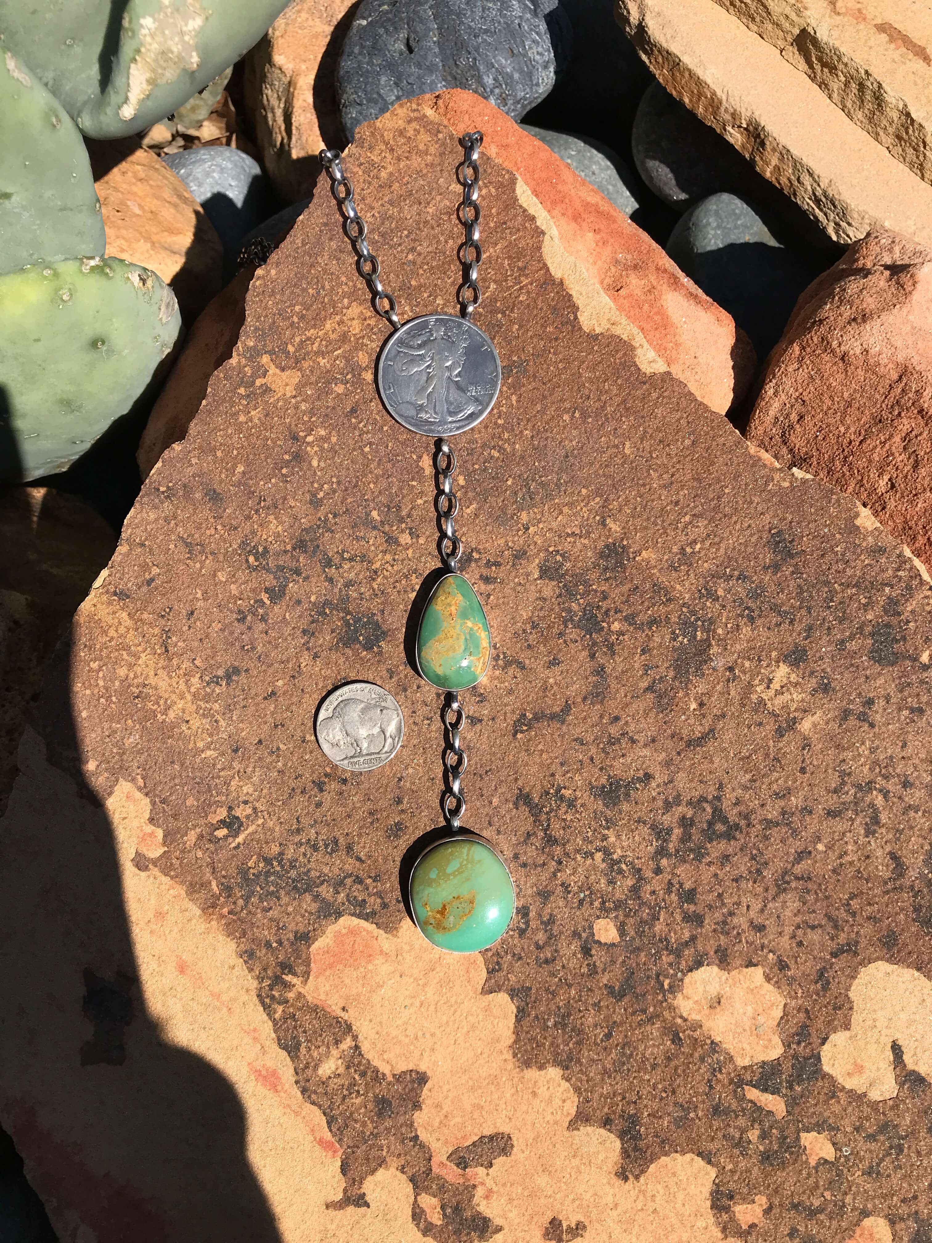 The Coin Turquoise Lariat Necklace, 1 - Image 4