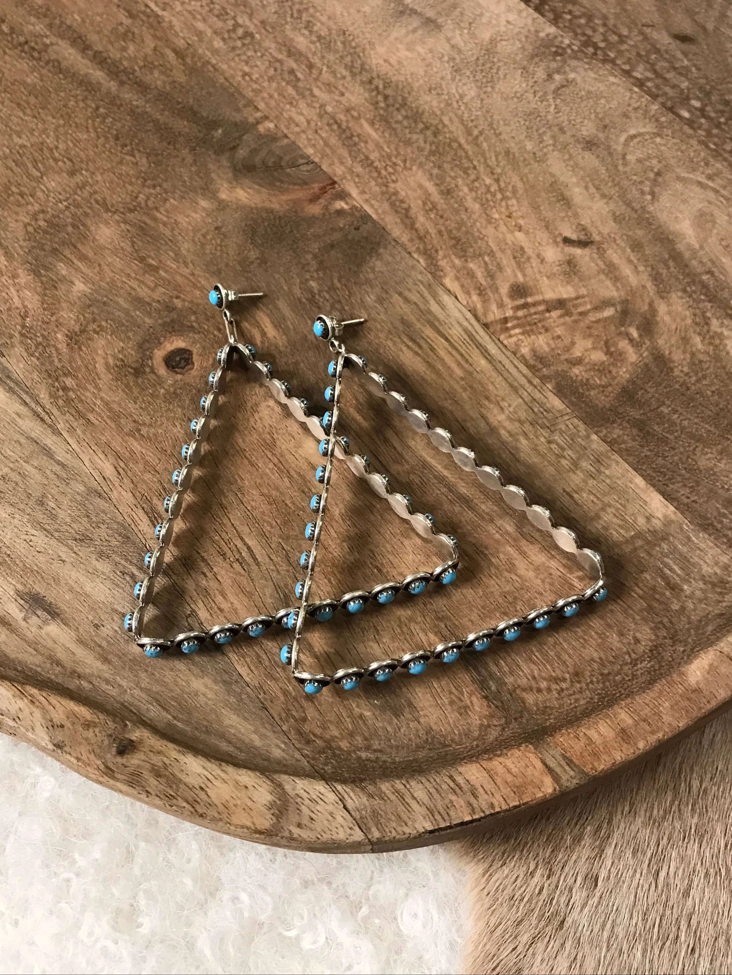 The Colossal Petit Point Triangle Hoop Earrings