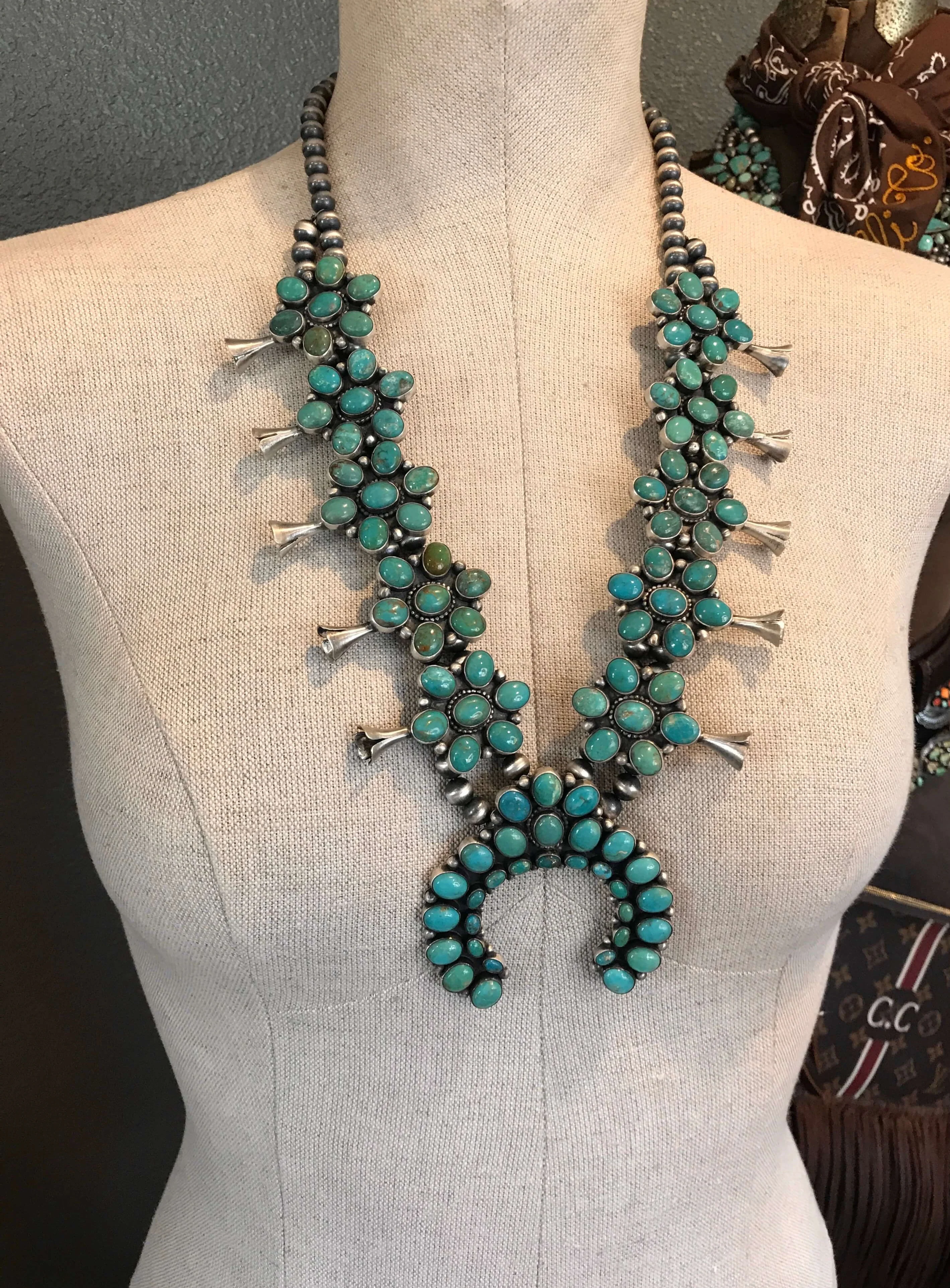 The Cusco Turquoise Squash Blossom Necklace Set - Image 3