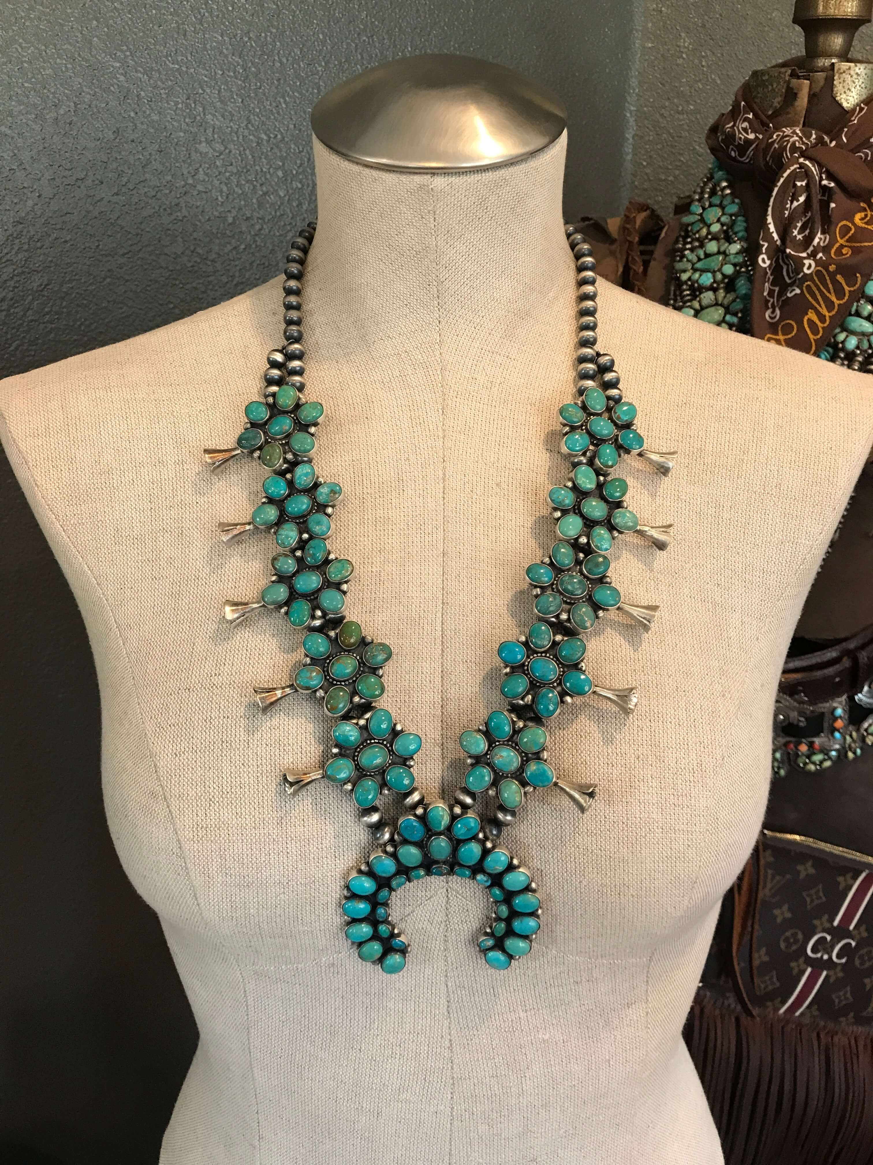 The Cusco Turquoise Squash Blossom Necklace Set - Image 5