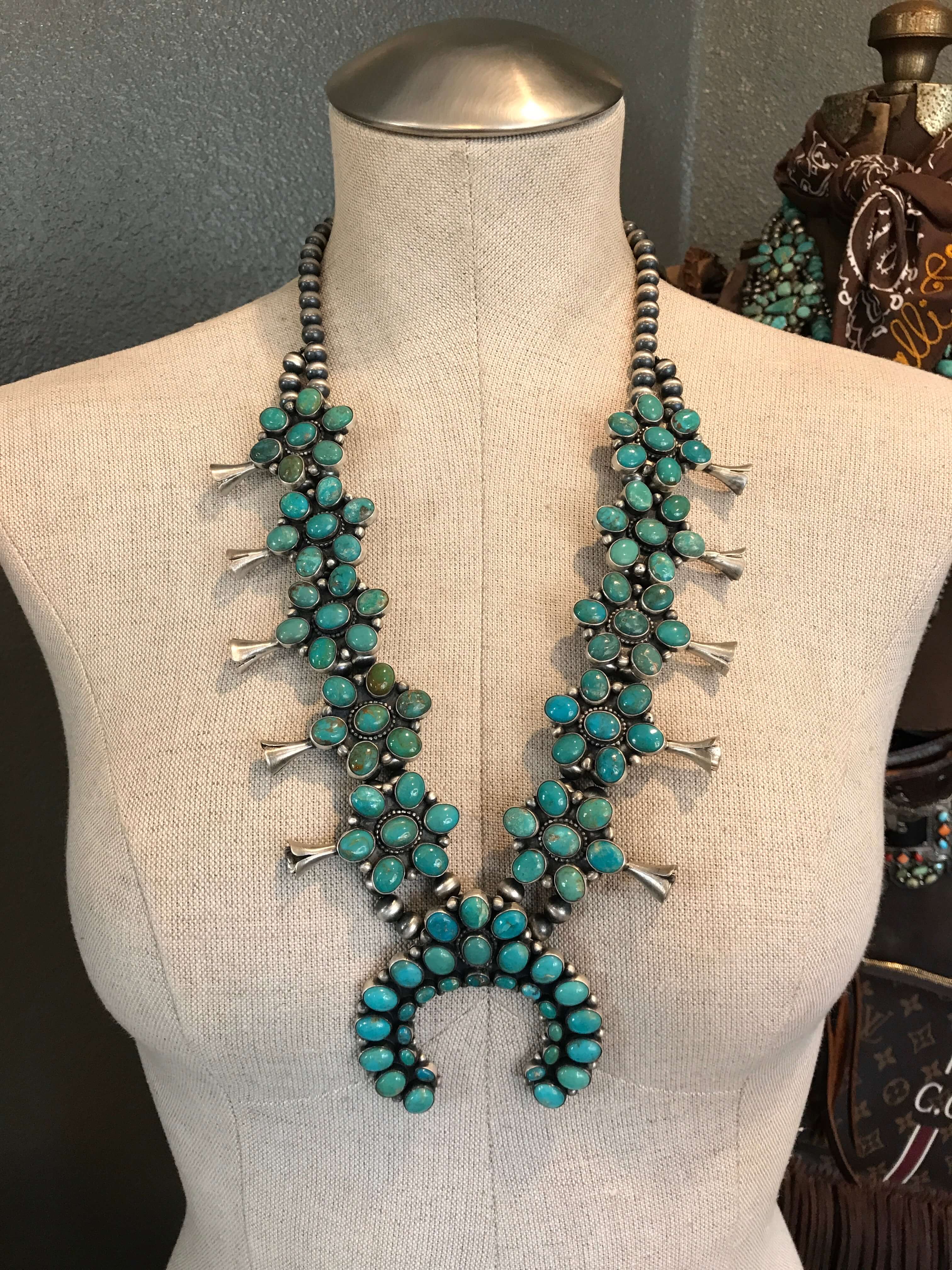 The Cusco Turquoise Squash Blossom Necklace Set - Image 6