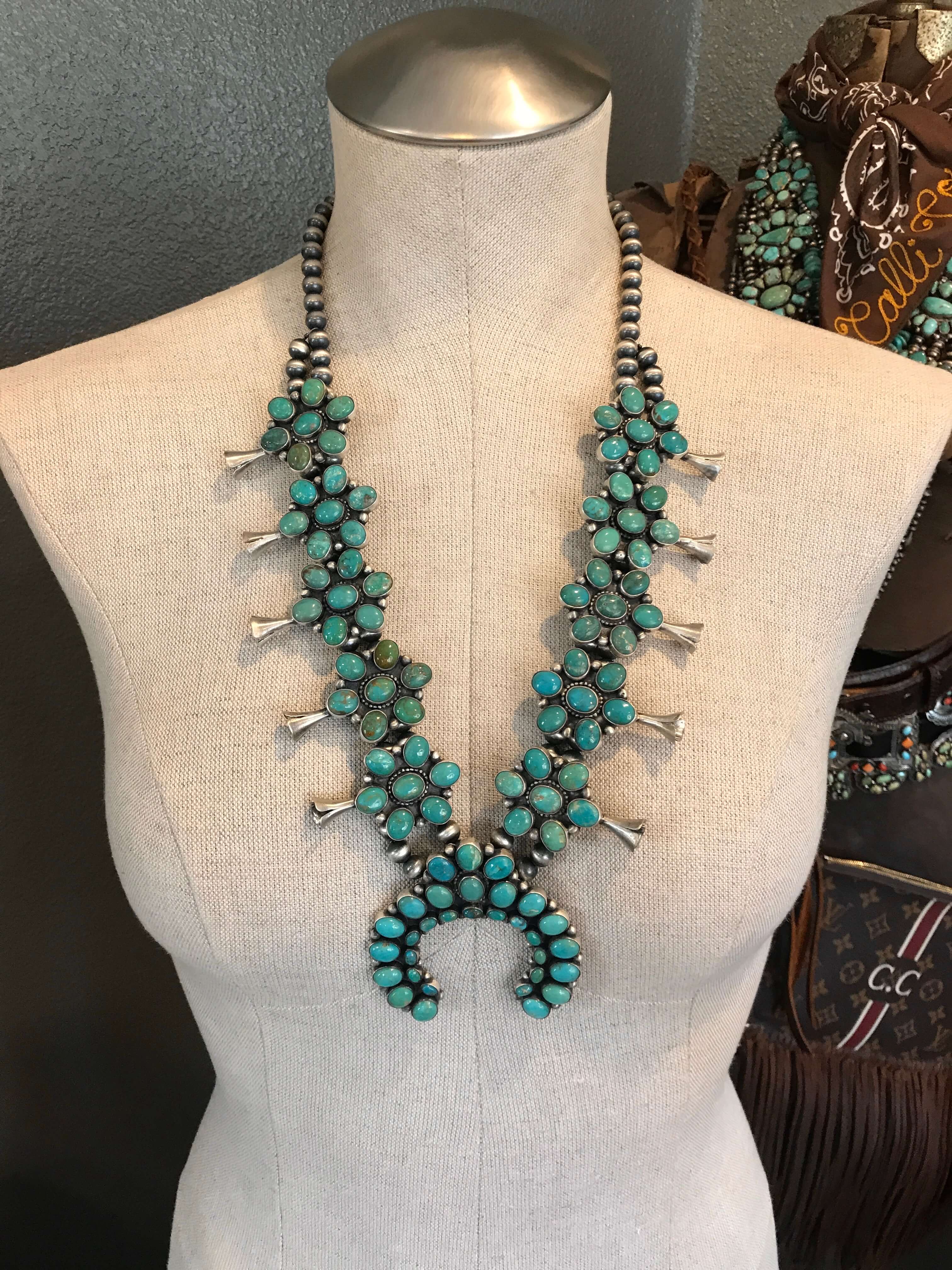 The Cusco Turquoise Squash Blossom Necklace Set - Image 7