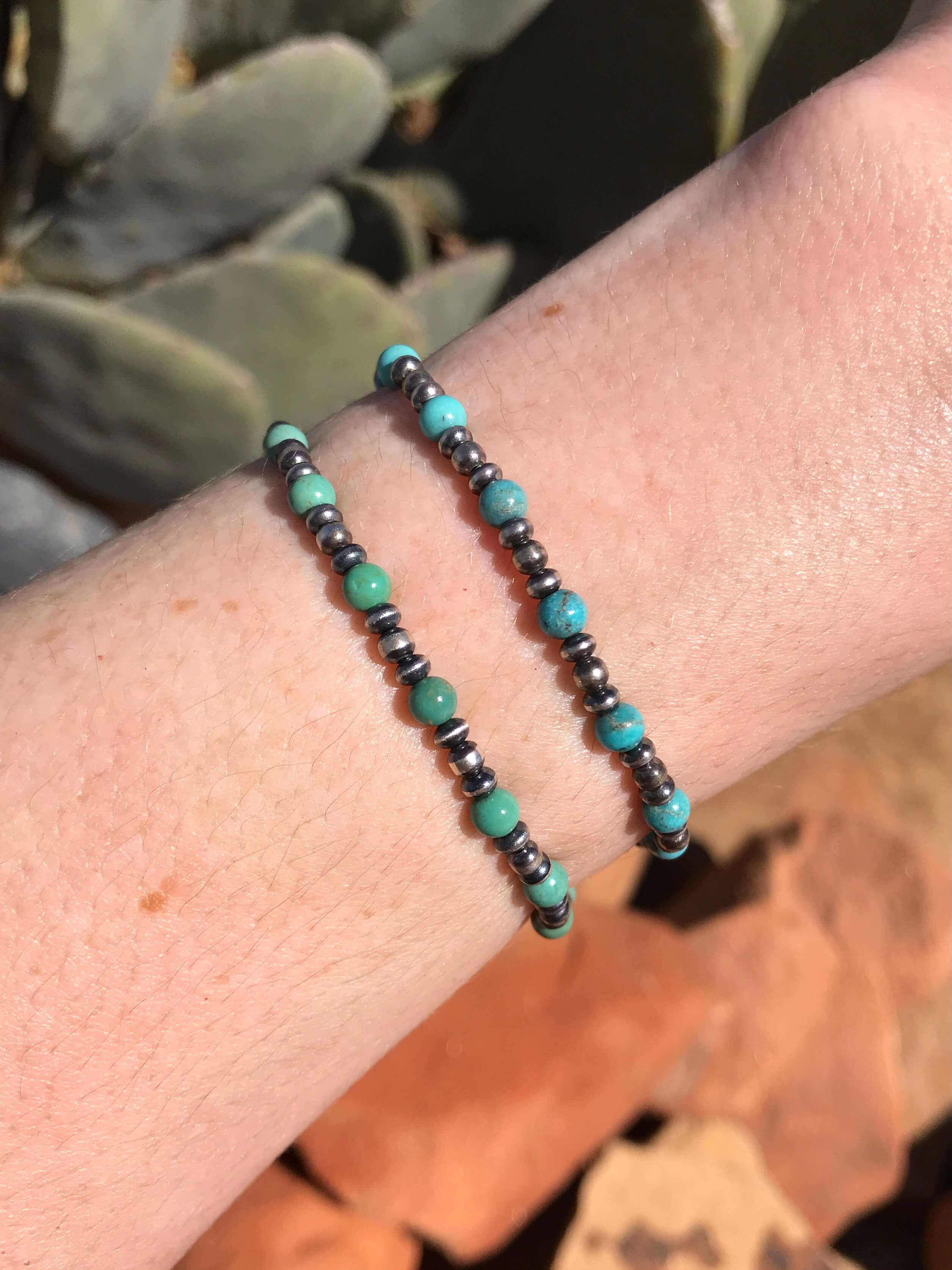 The Dainty Stretch Bracelet in Turquoise - Image 3