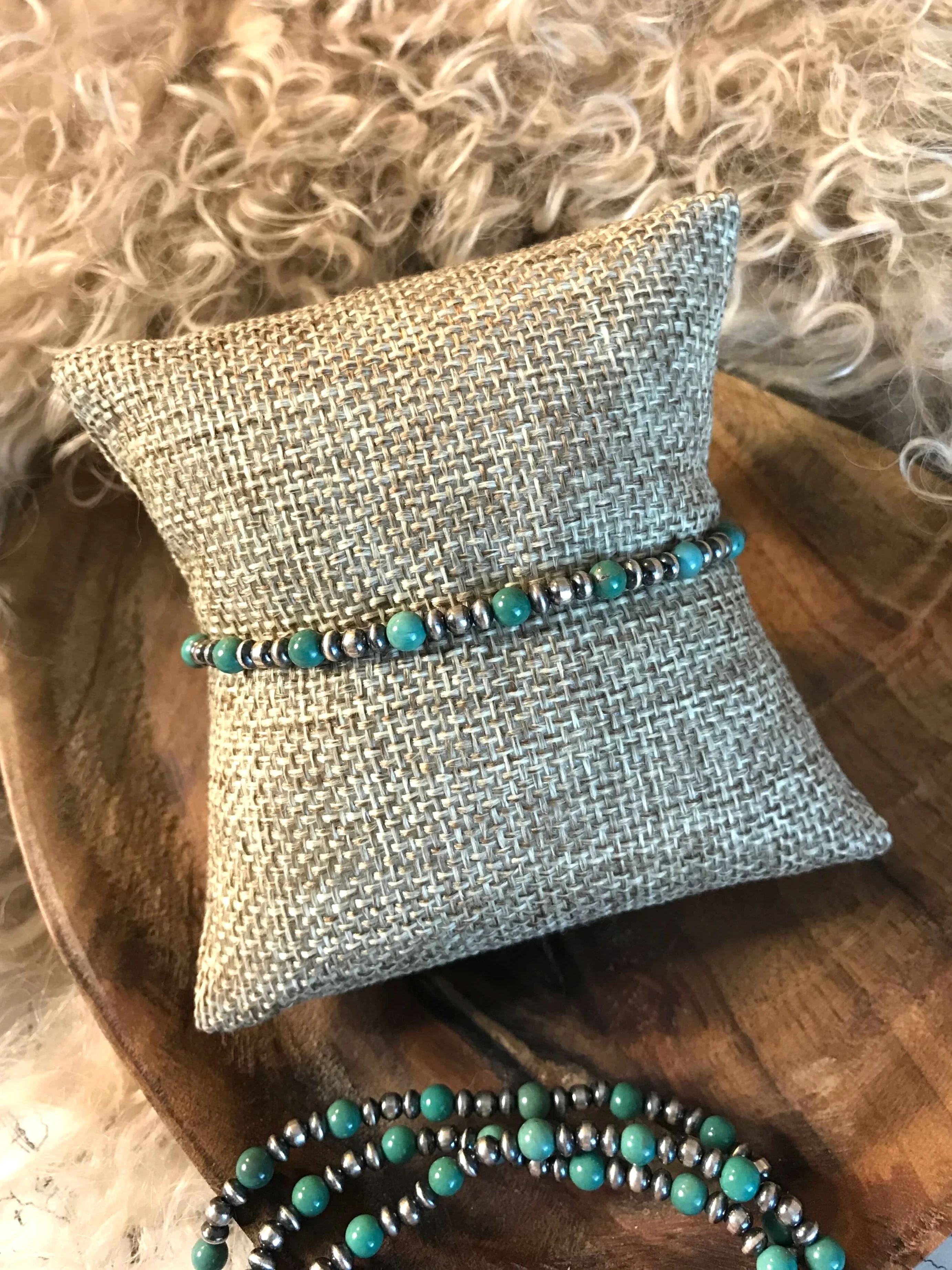 The Dainty Stretch Bracelet in Turquoise - Image 4