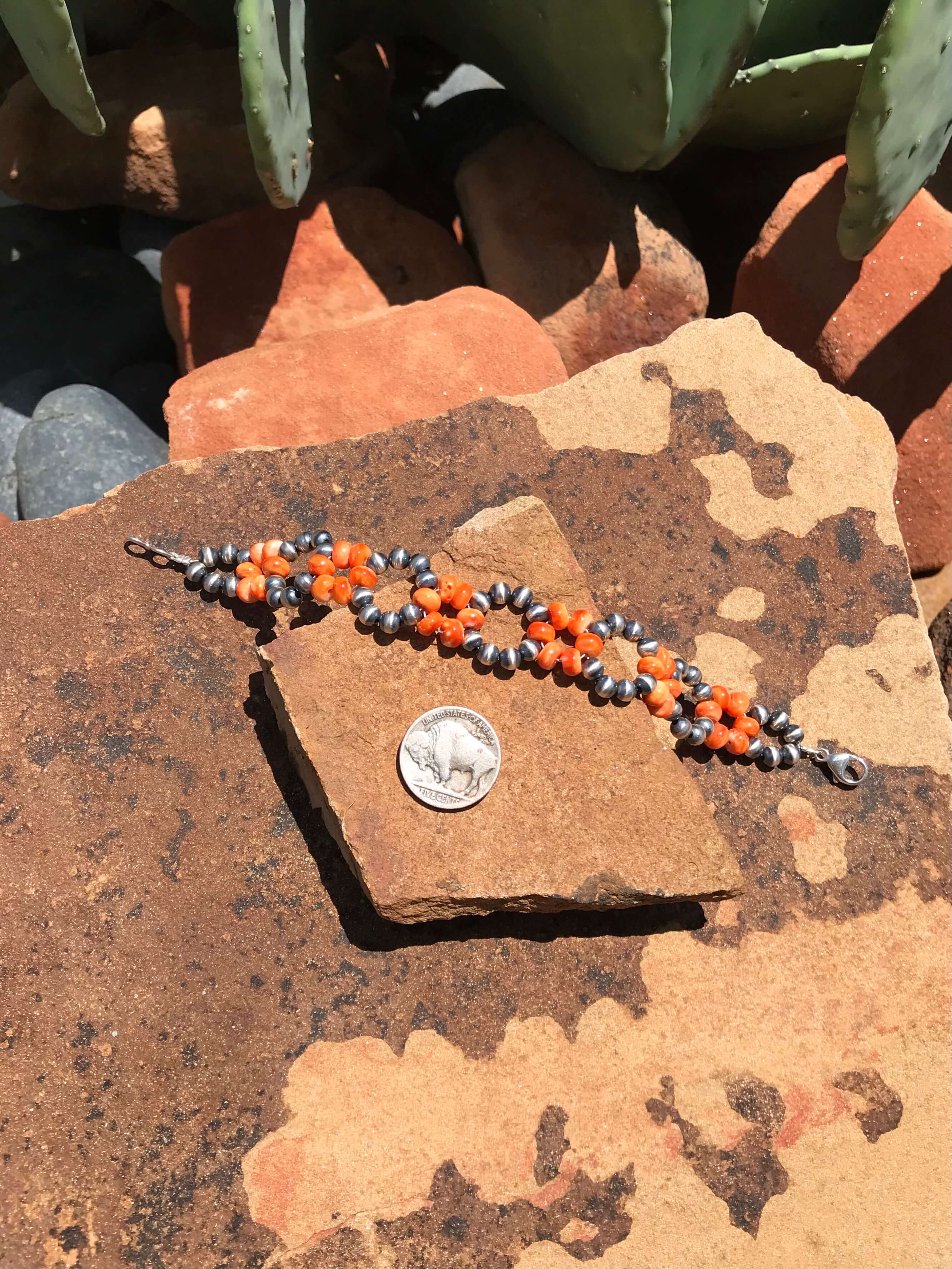 The Daisy Bracelet in Orange Spiny - Image 2