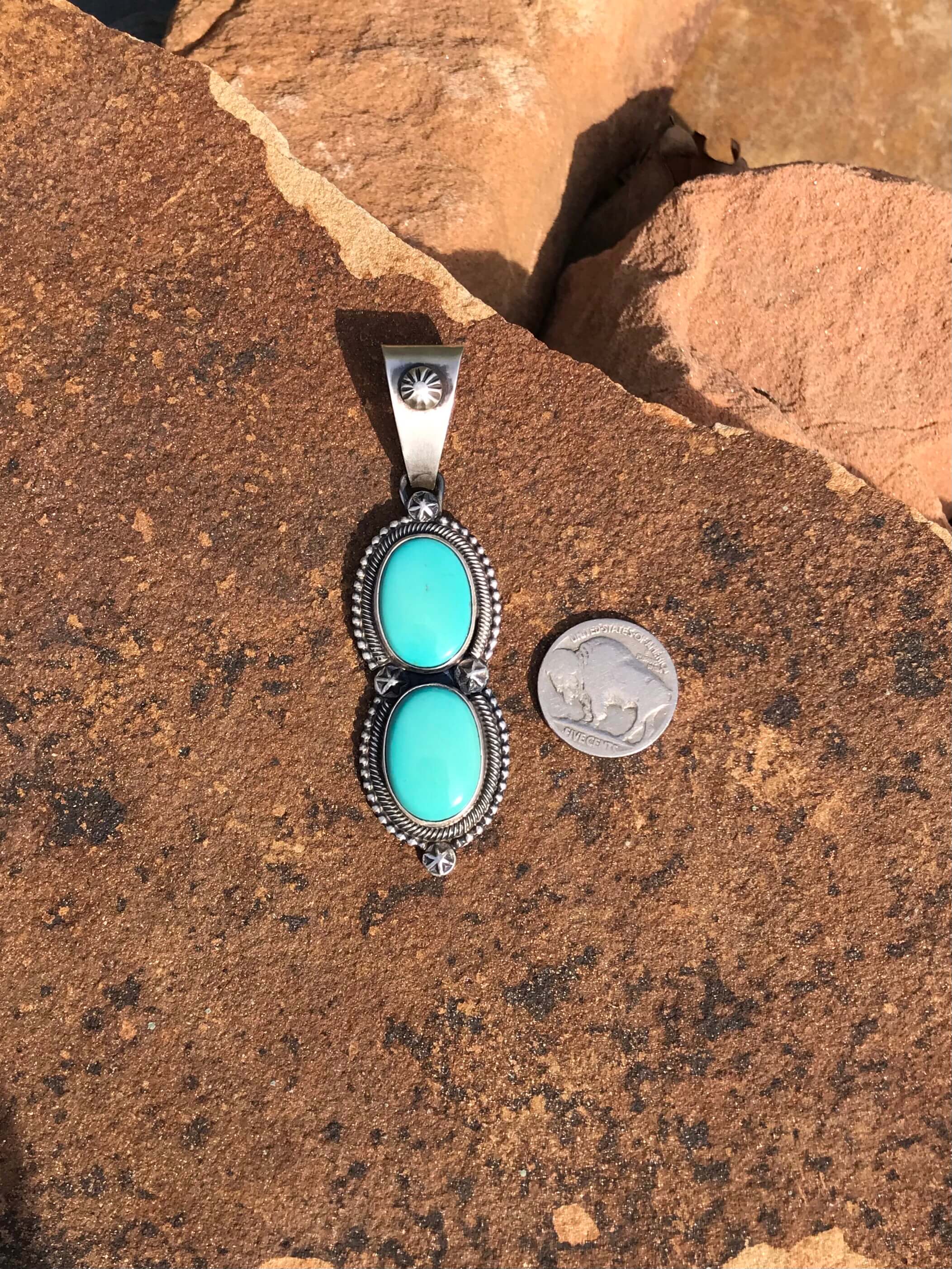 The Double Stone Turquoise Pendant, 1 - Image 3