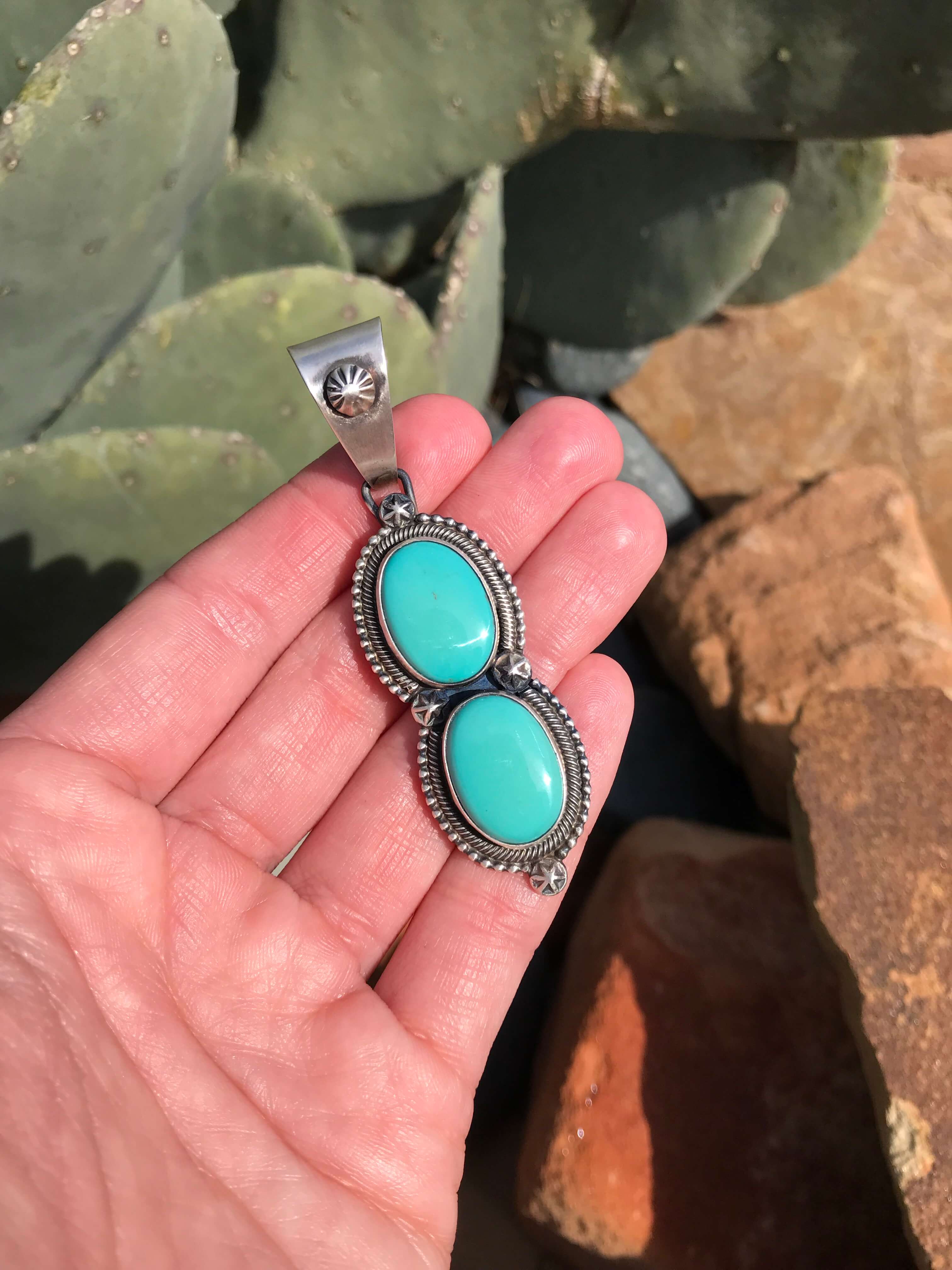 The Double Stone Turquoise Pendant, 1 - Image 4