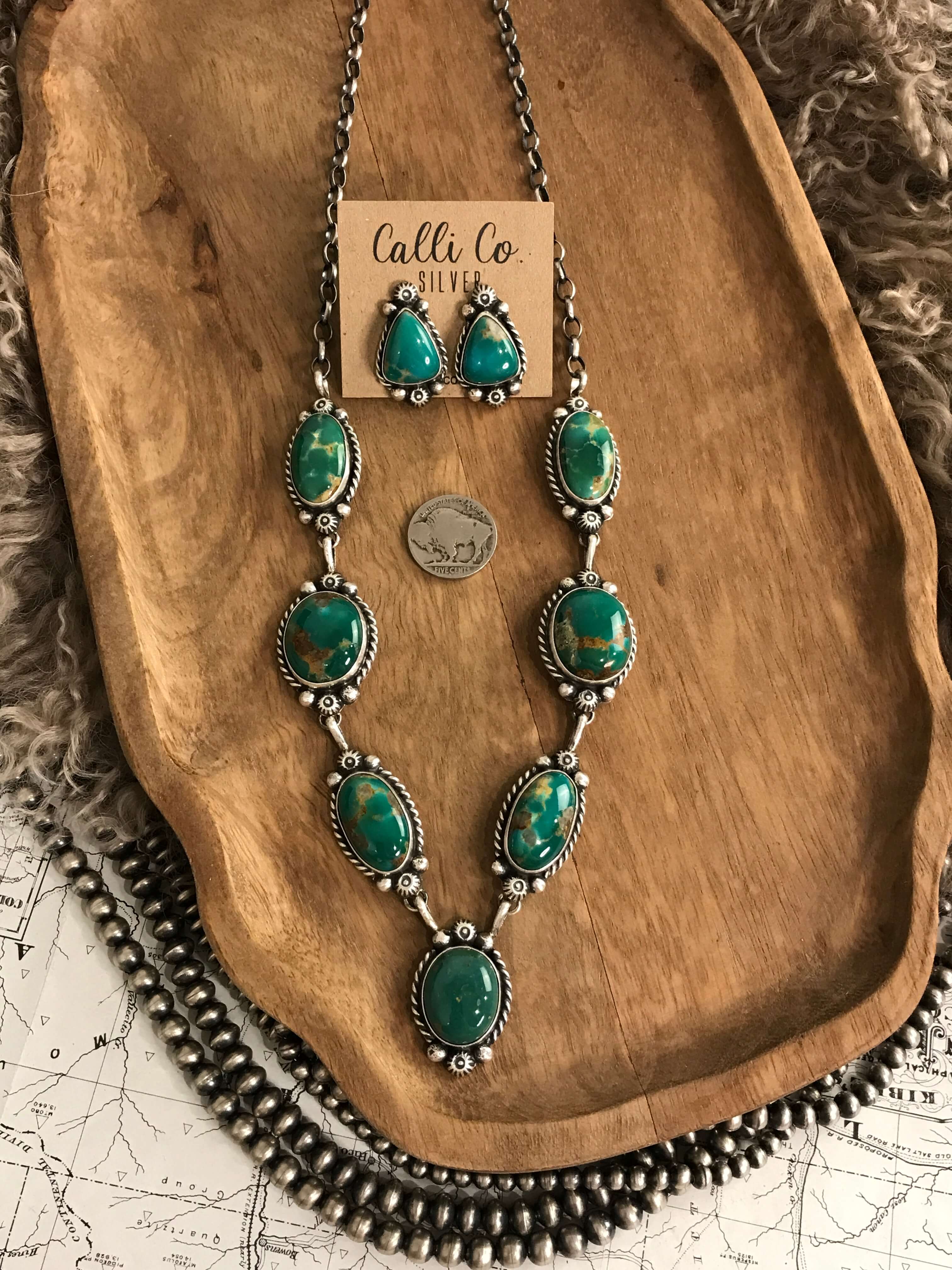 The Ellis Turquoise Lariat Necklace Set - Image 4
