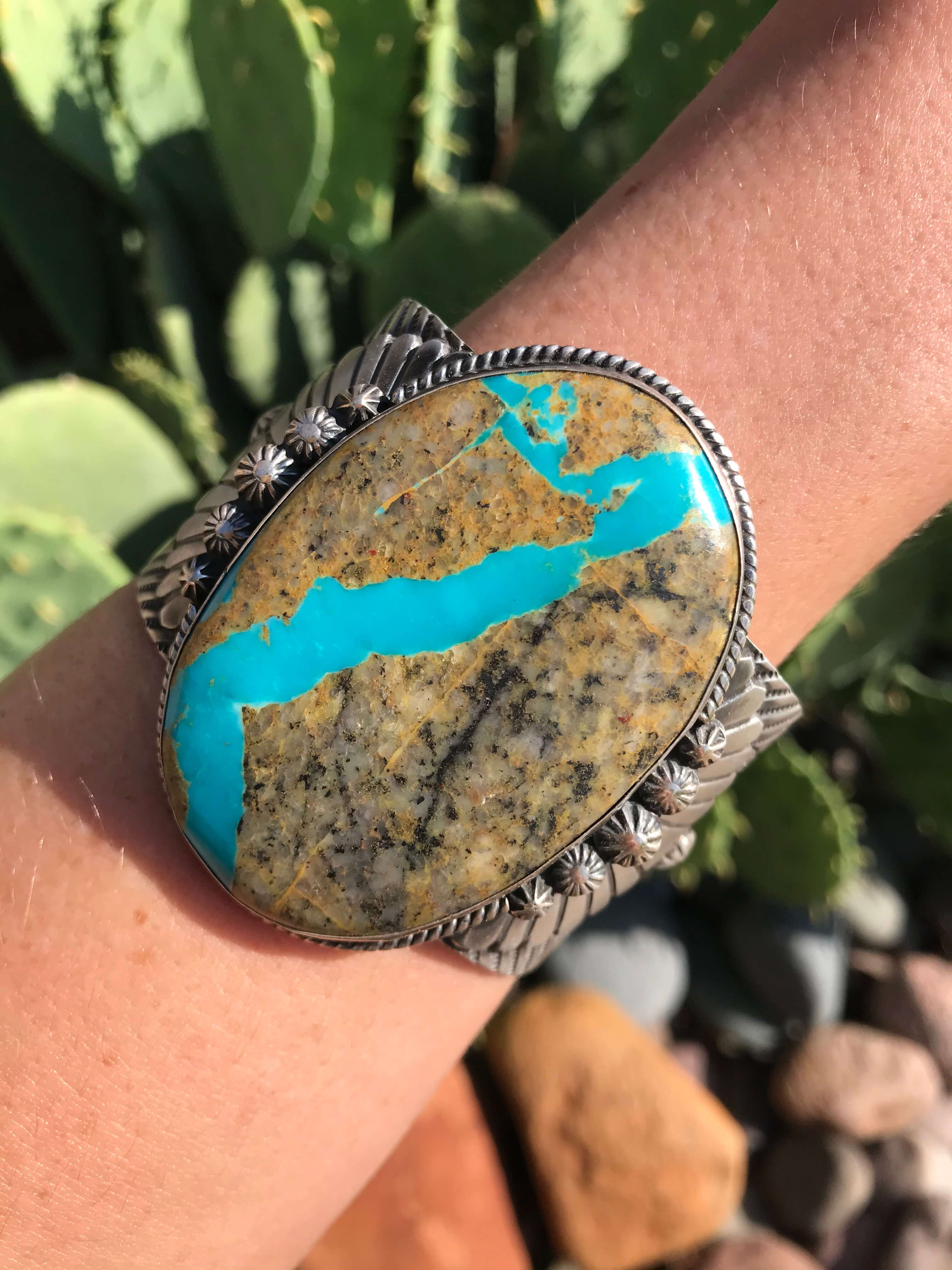The Enrico Turquoise Ribbon Statement Cuff - Image 5