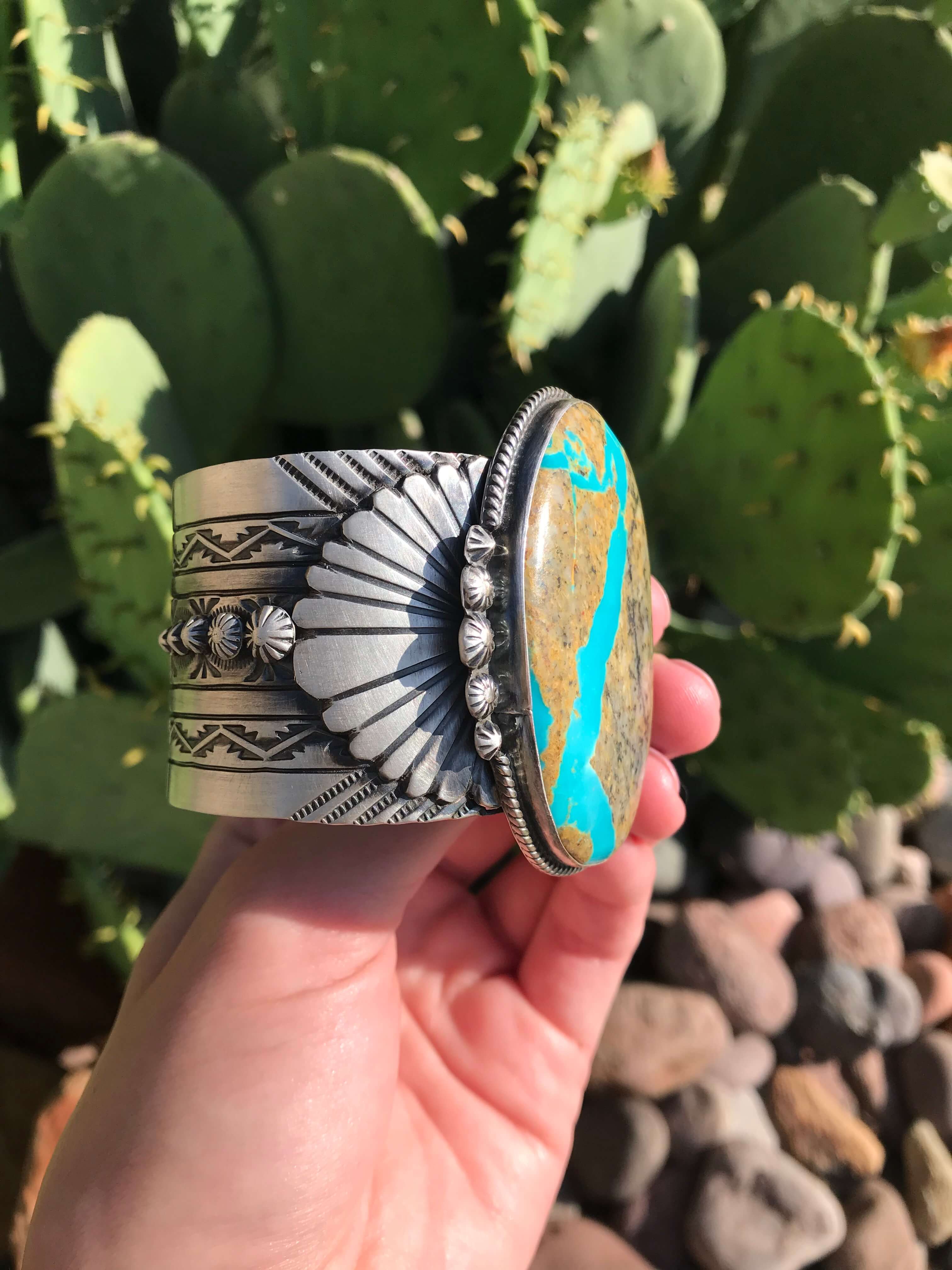The Enrico Turquoise Ribbon Statement Cuff - Image 7