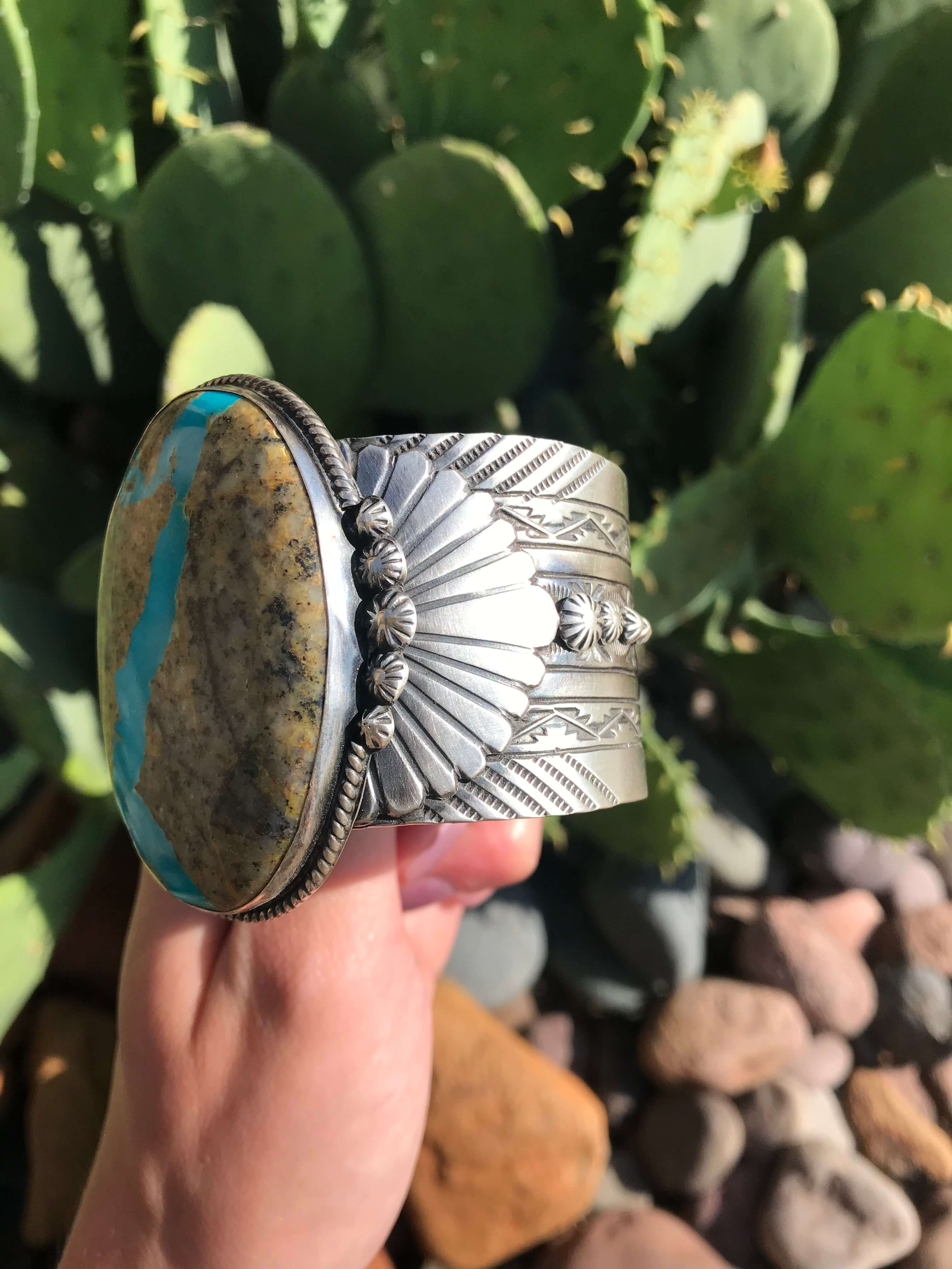 The Enrico Turquoise Ribbon Statement Cuff - Image 9