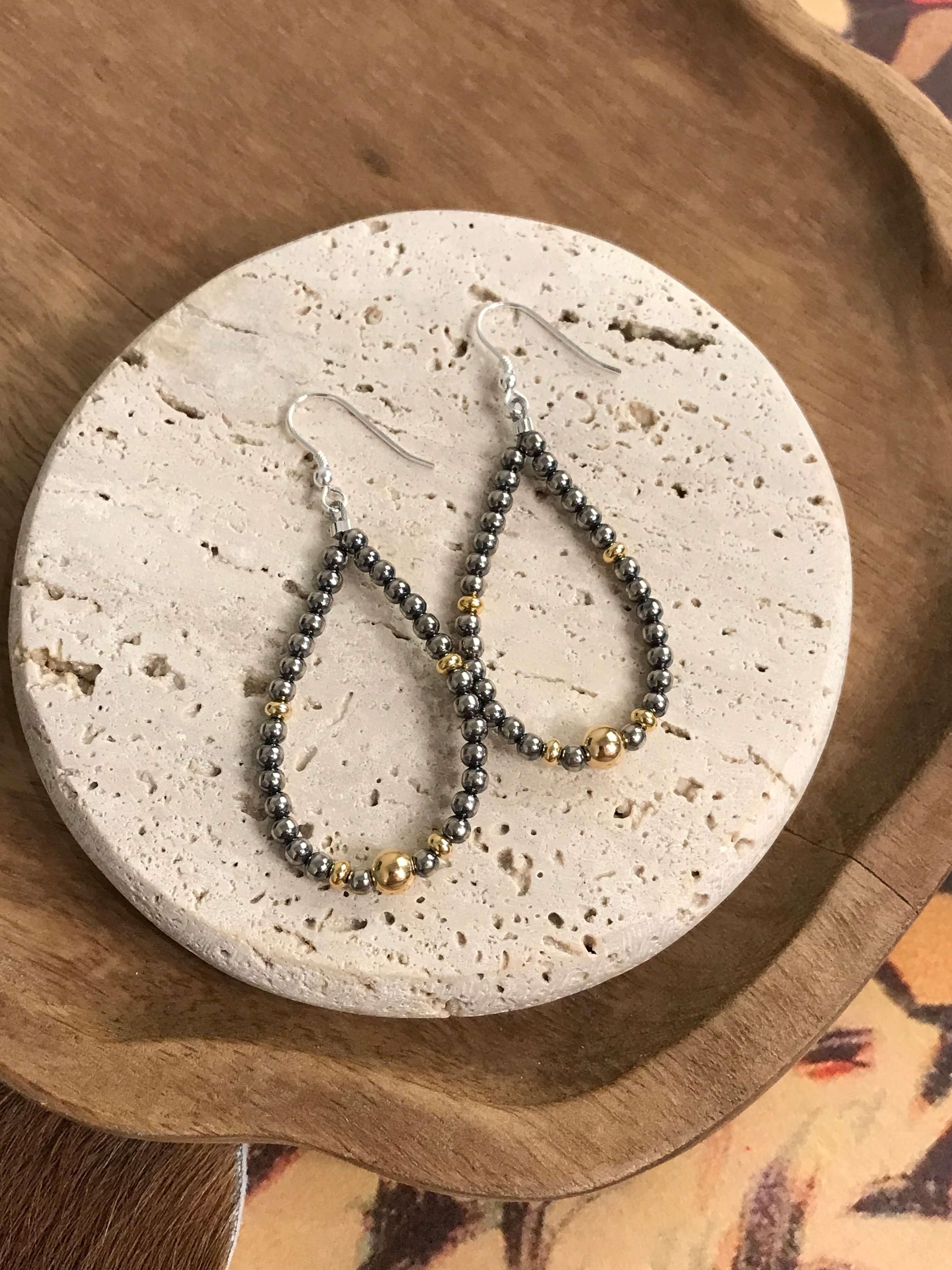 The Gold and Pearl Teardrop Hoop Earrings - Image 3