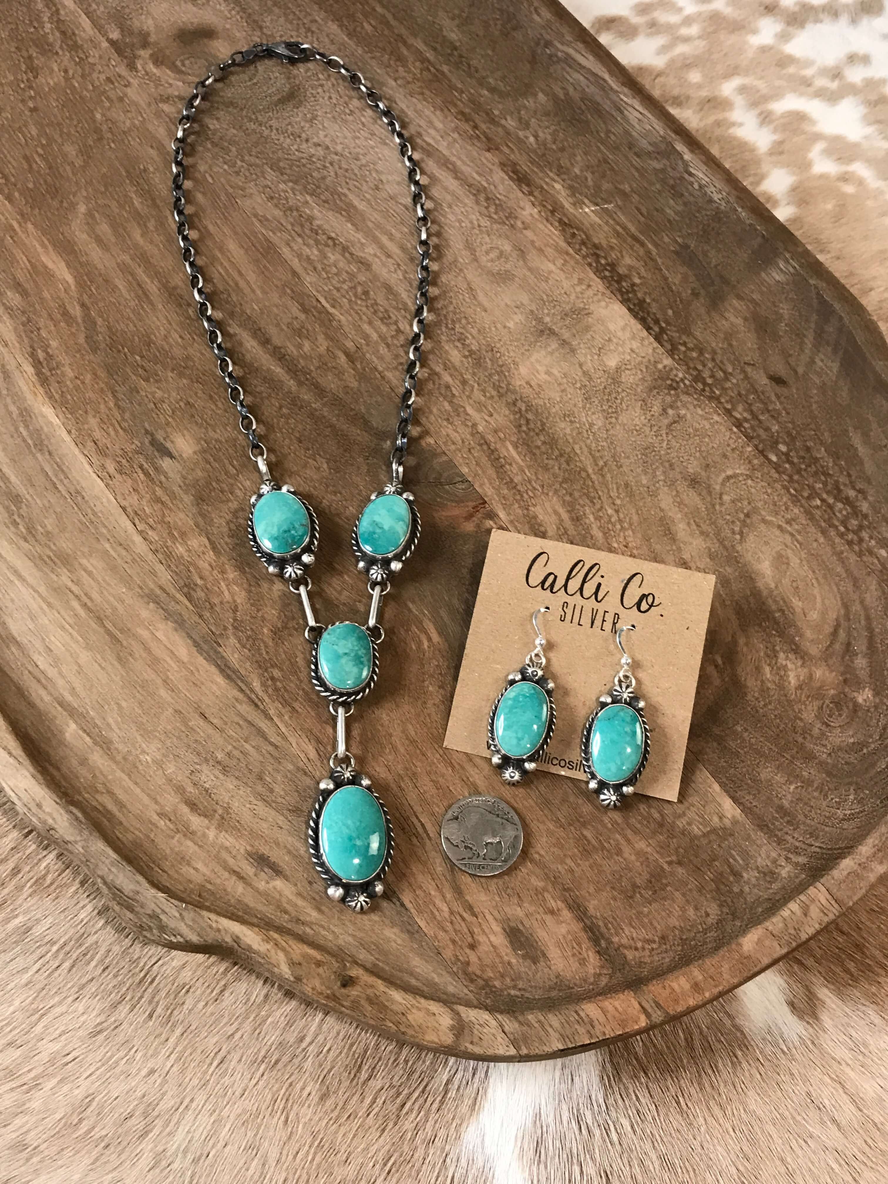 The Hugo Turquoise Lariat Necklace Set - Image 4