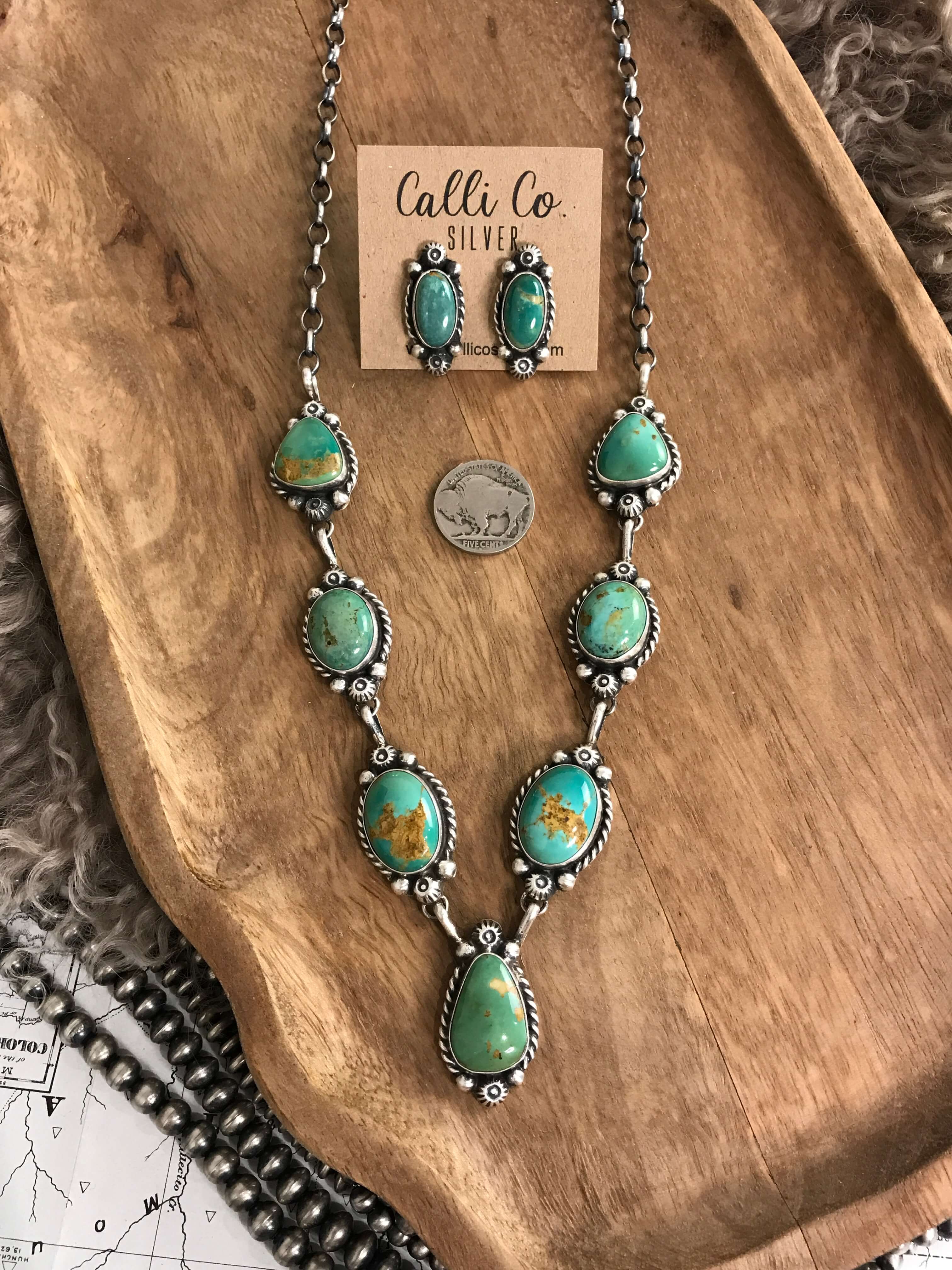 The Isla Turquoise Statement Necklace Set - Image 4