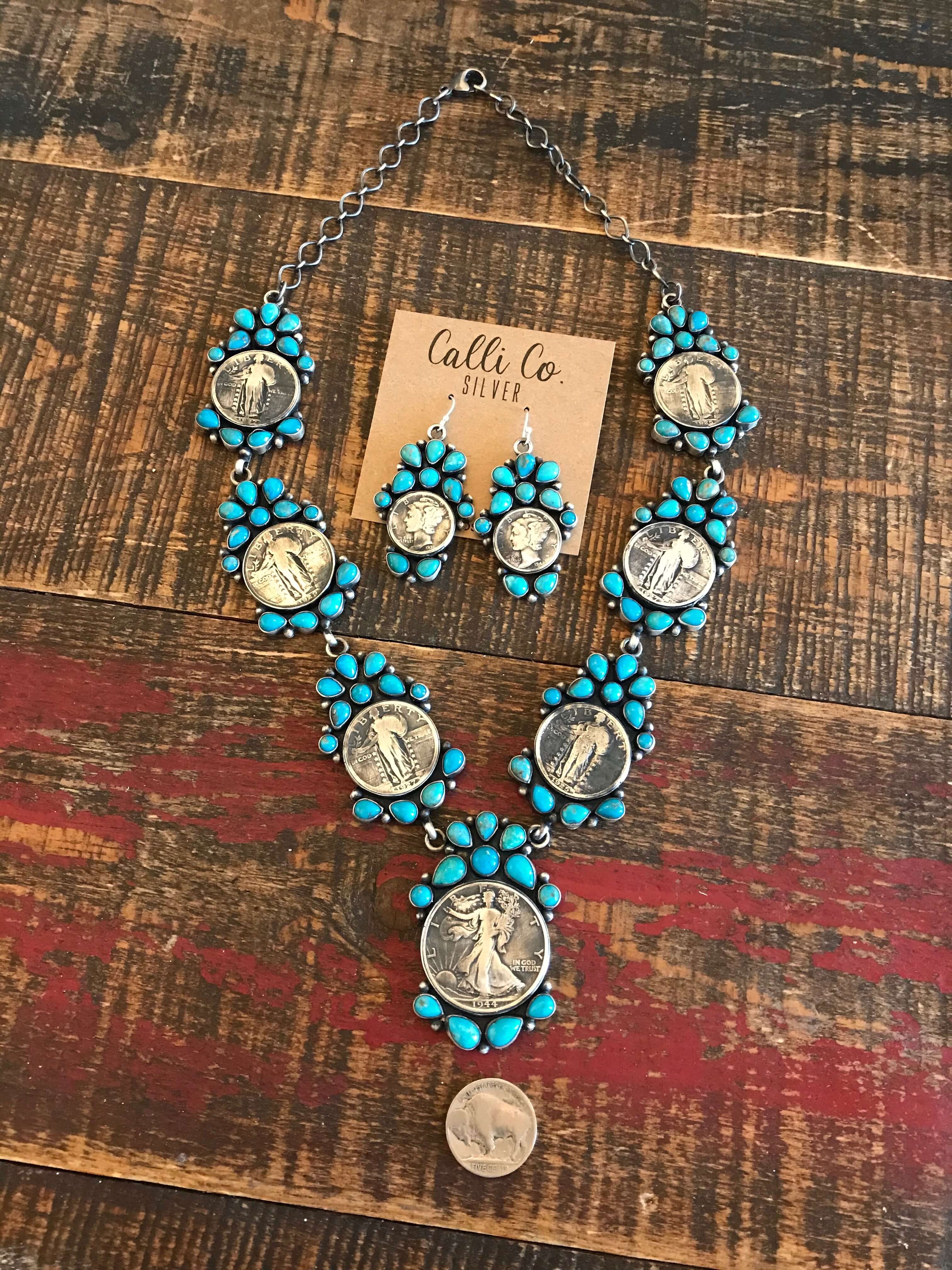 The Jay Turquoise and Coin Necklace - Image 4