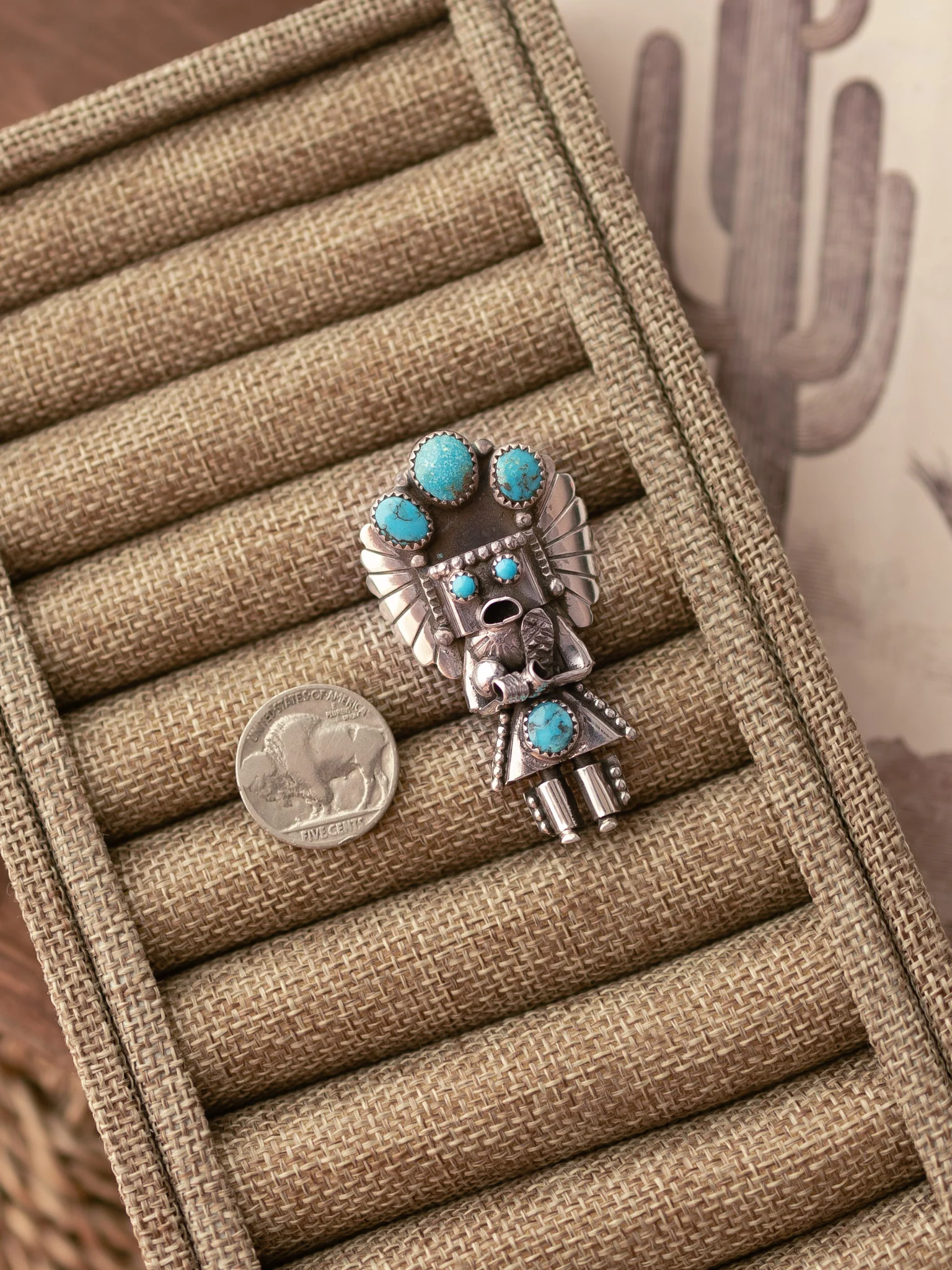 The Kachina Pendant/Pin in Turquoise, 3 - Image 4