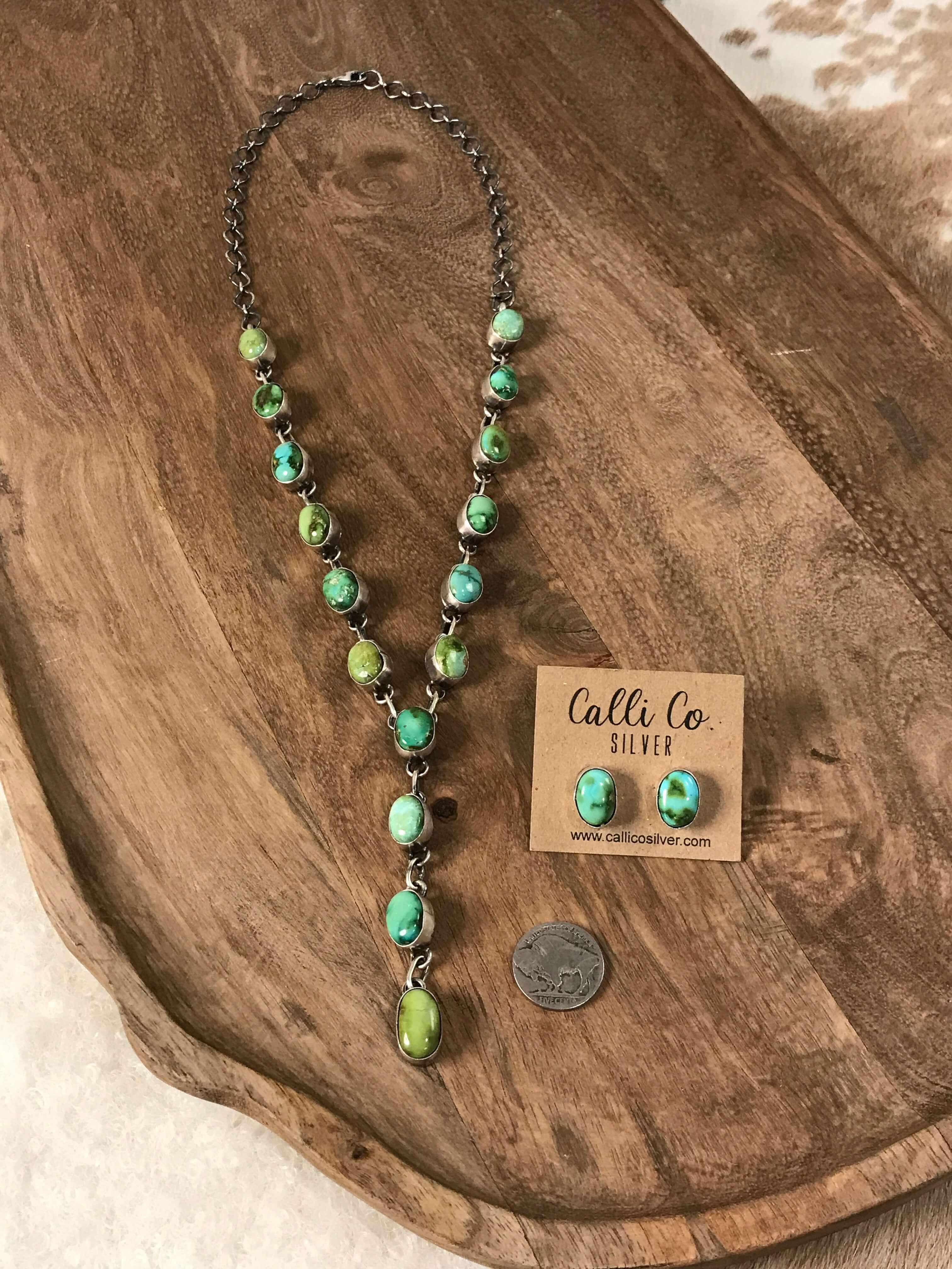The Kallen Turquoise Lariat Necklace Set - Image 3