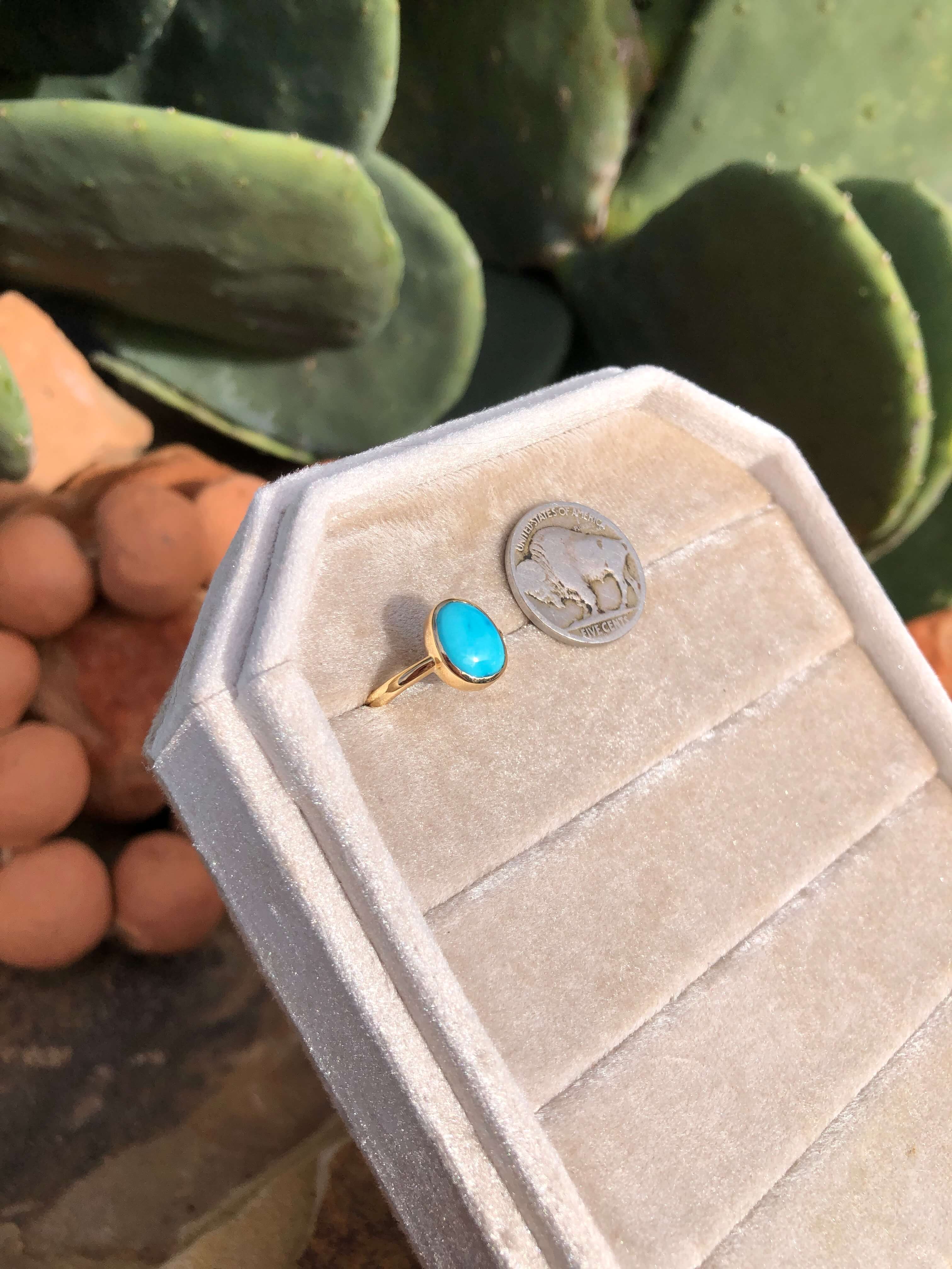 The London 14k and Turquoise Ring 19, Sz 7 - Image 6