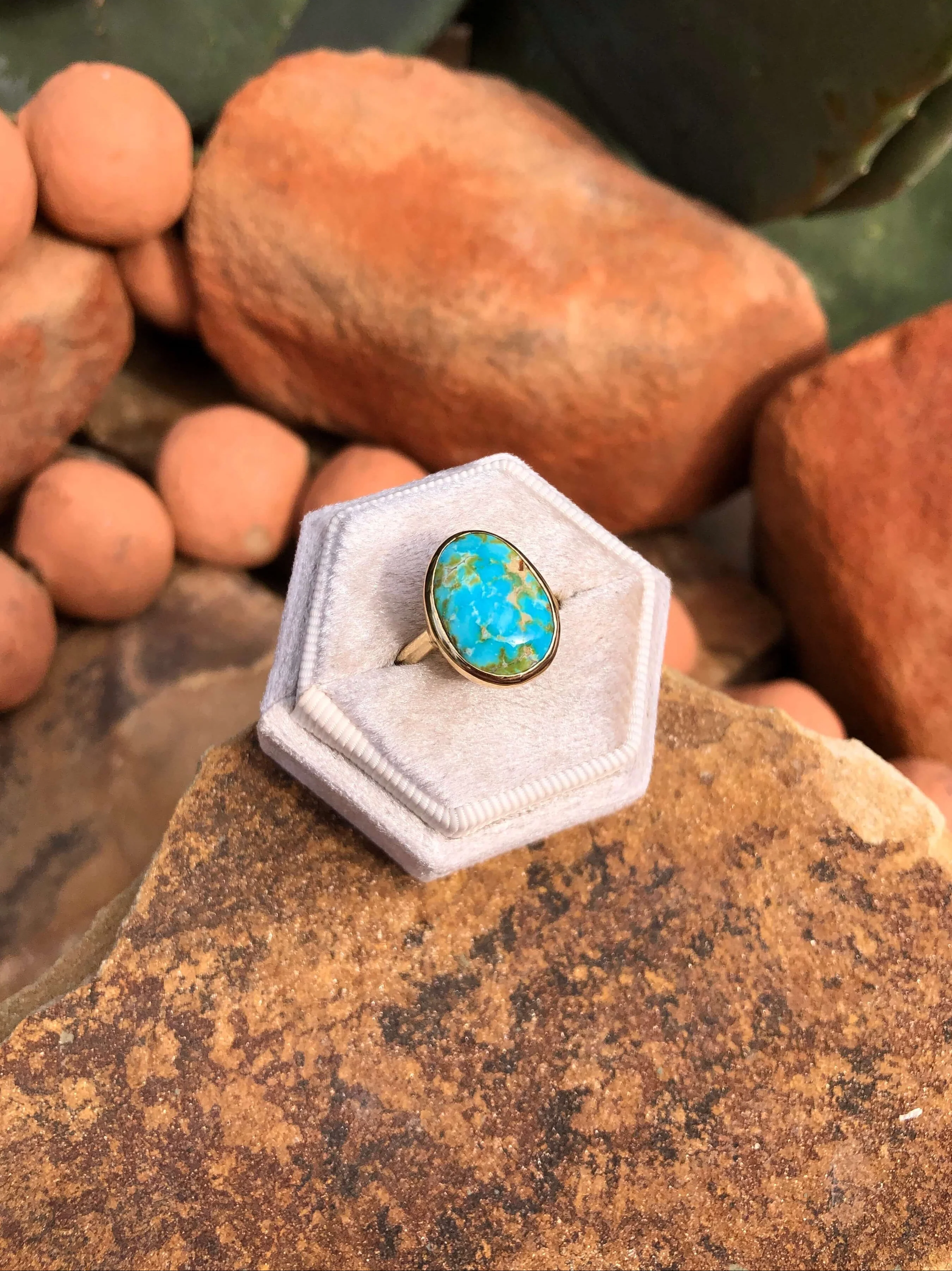 The London 14k and Turquoise Ring 20, Sz 7.25